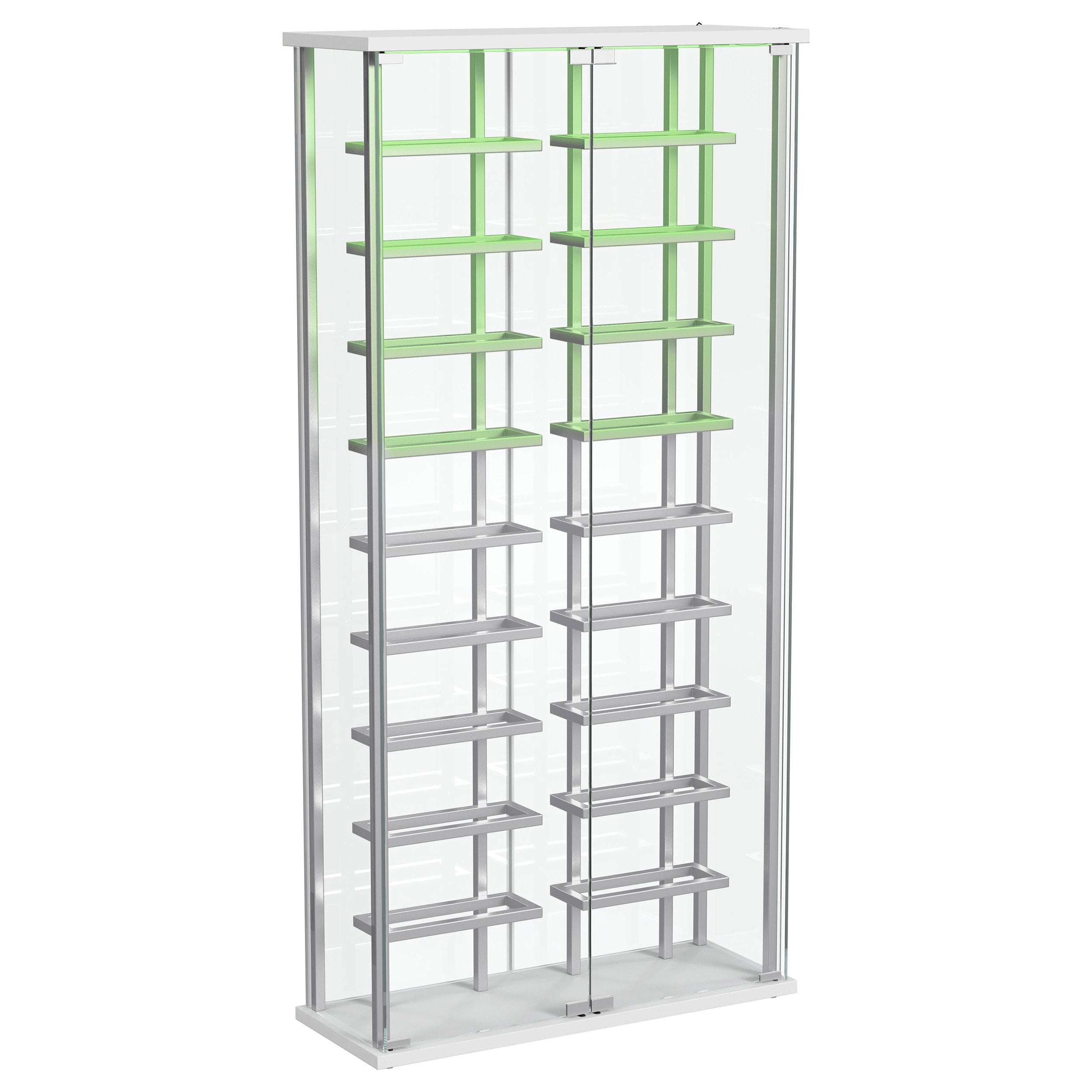 Montara Tempered Glass Wine Storage LED Curio Cabinet Chrome — view 8
