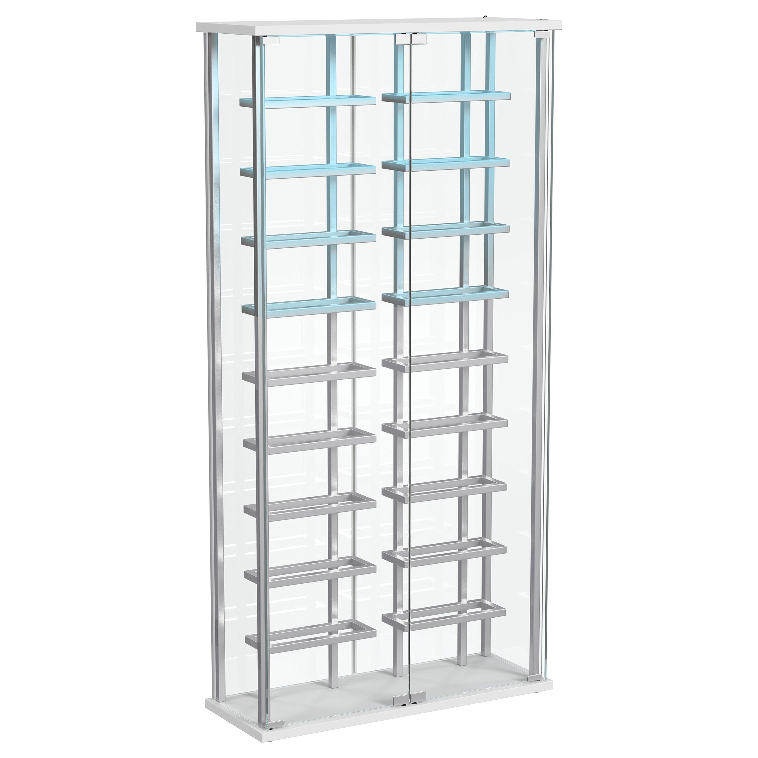 Montara Tempered Glass Wine Storage LED Curio Cabinet Chrome — view 9