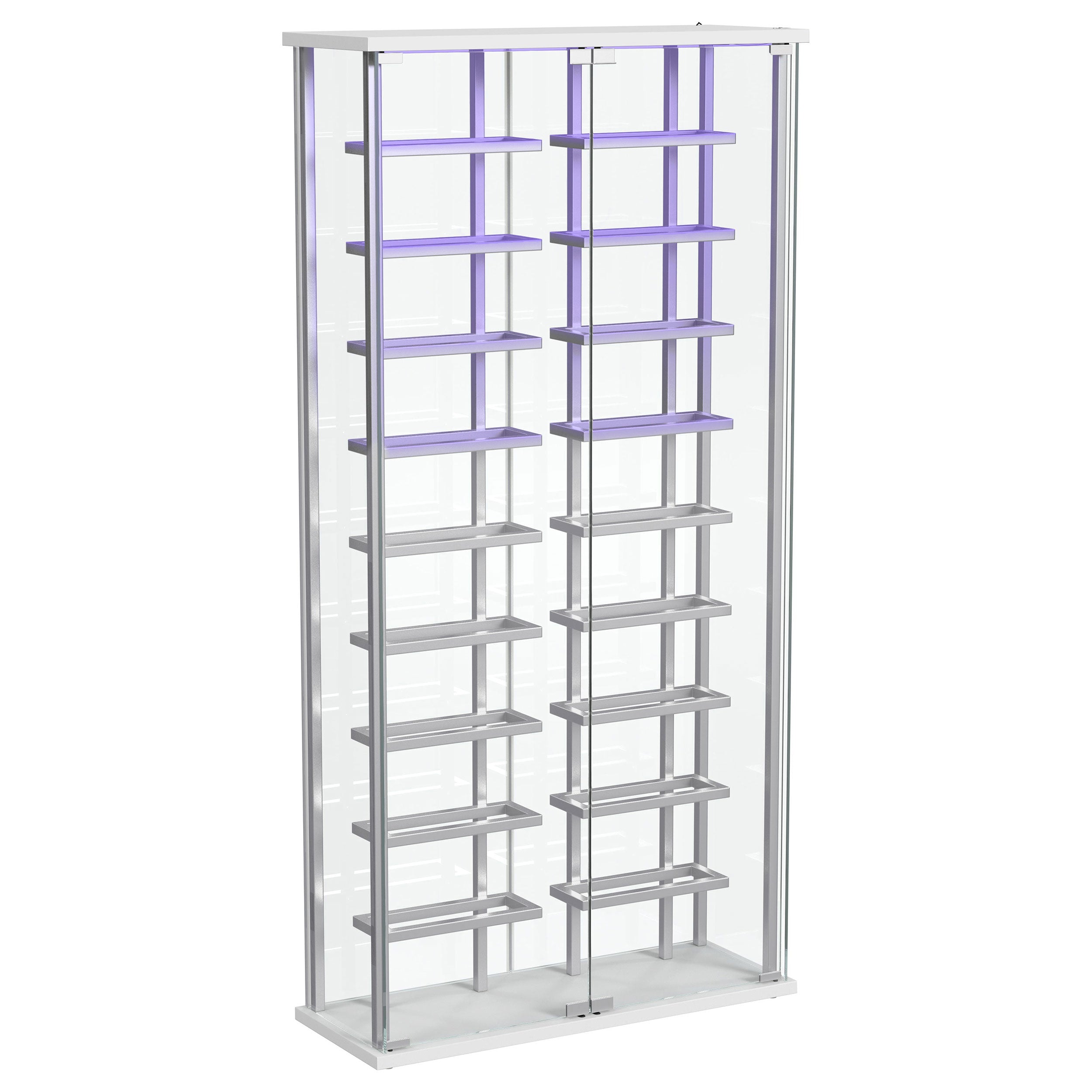 Montara Tempered Glass Wine Storage LED Curio Cabinet Chrome — view 11