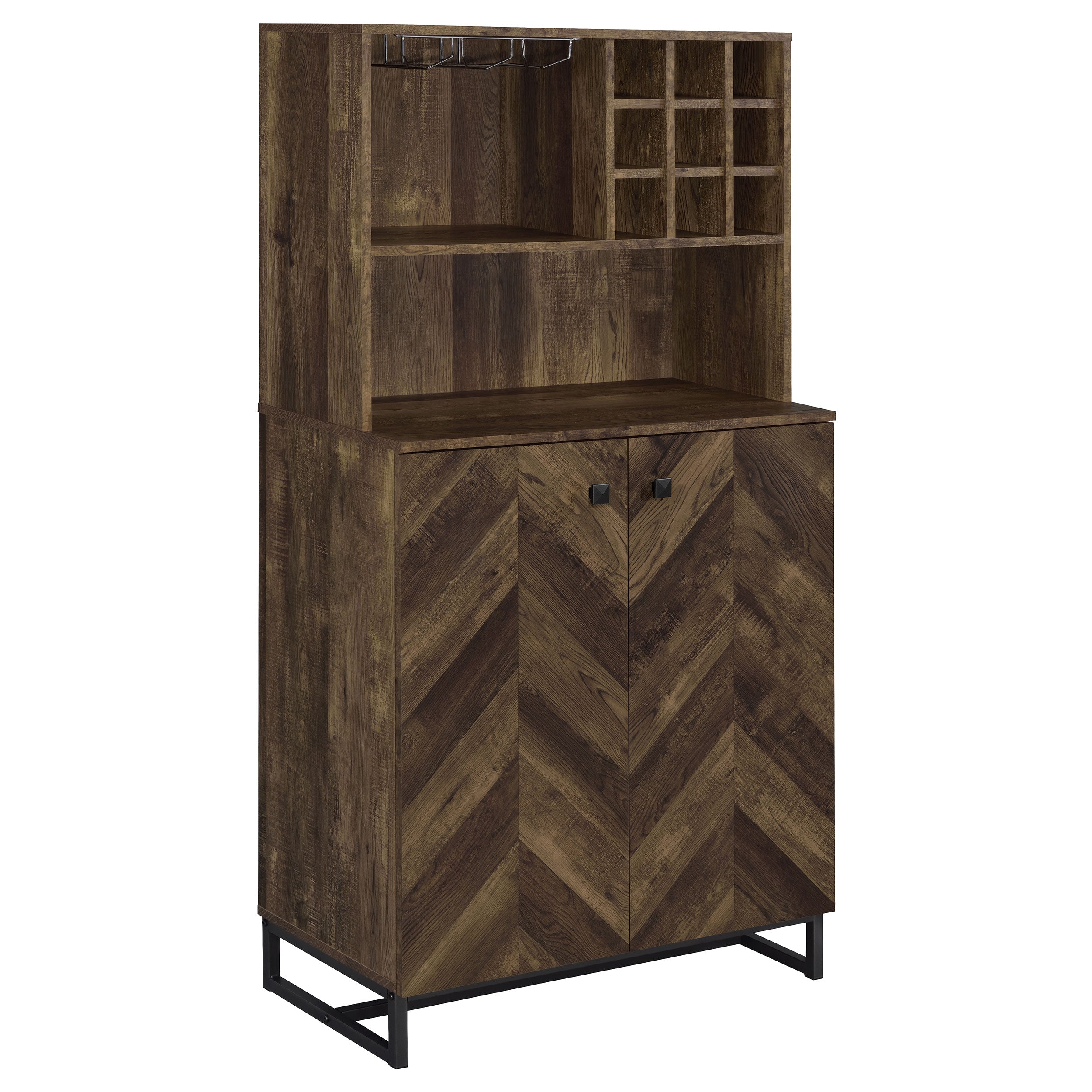 Mendoza 2-door Home Bar Cabinet Wine Storage Rustic Oak — view 1
