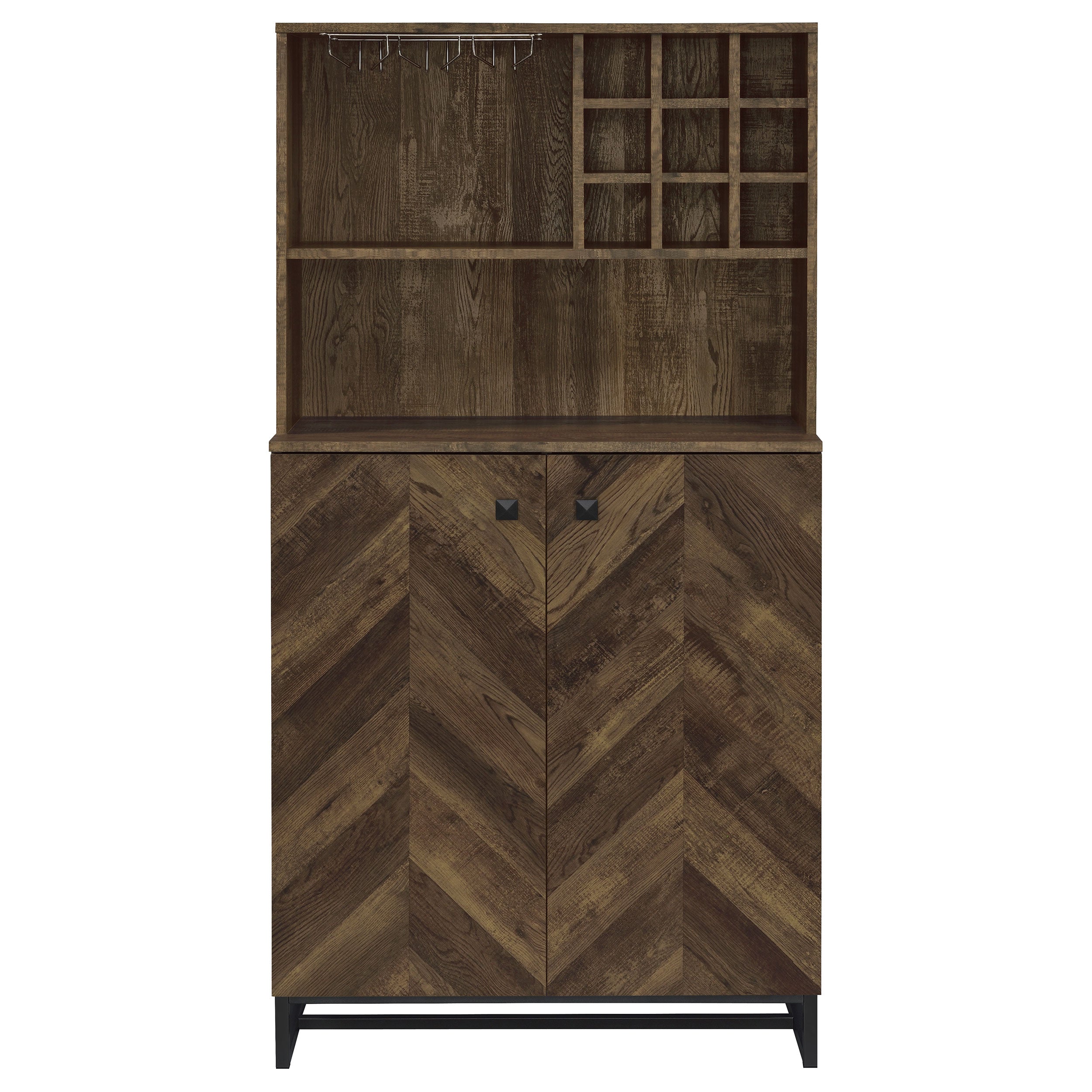 Mendoza 2-door Home Bar Cabinet Wine Storage Rustic Oak — view 4