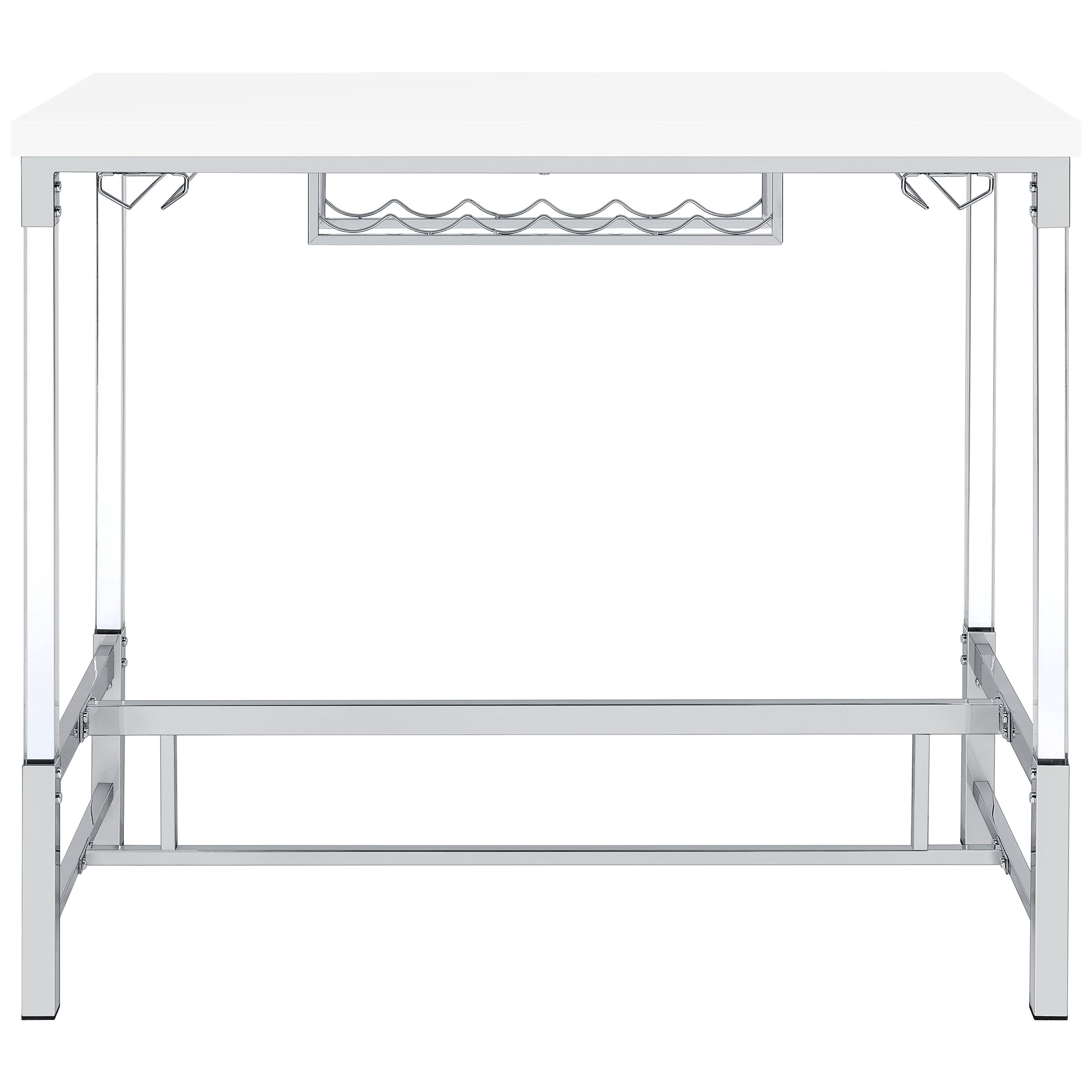 Norcrest 47-inch Acrylic Leg Bar Table White High Gloss — view 3