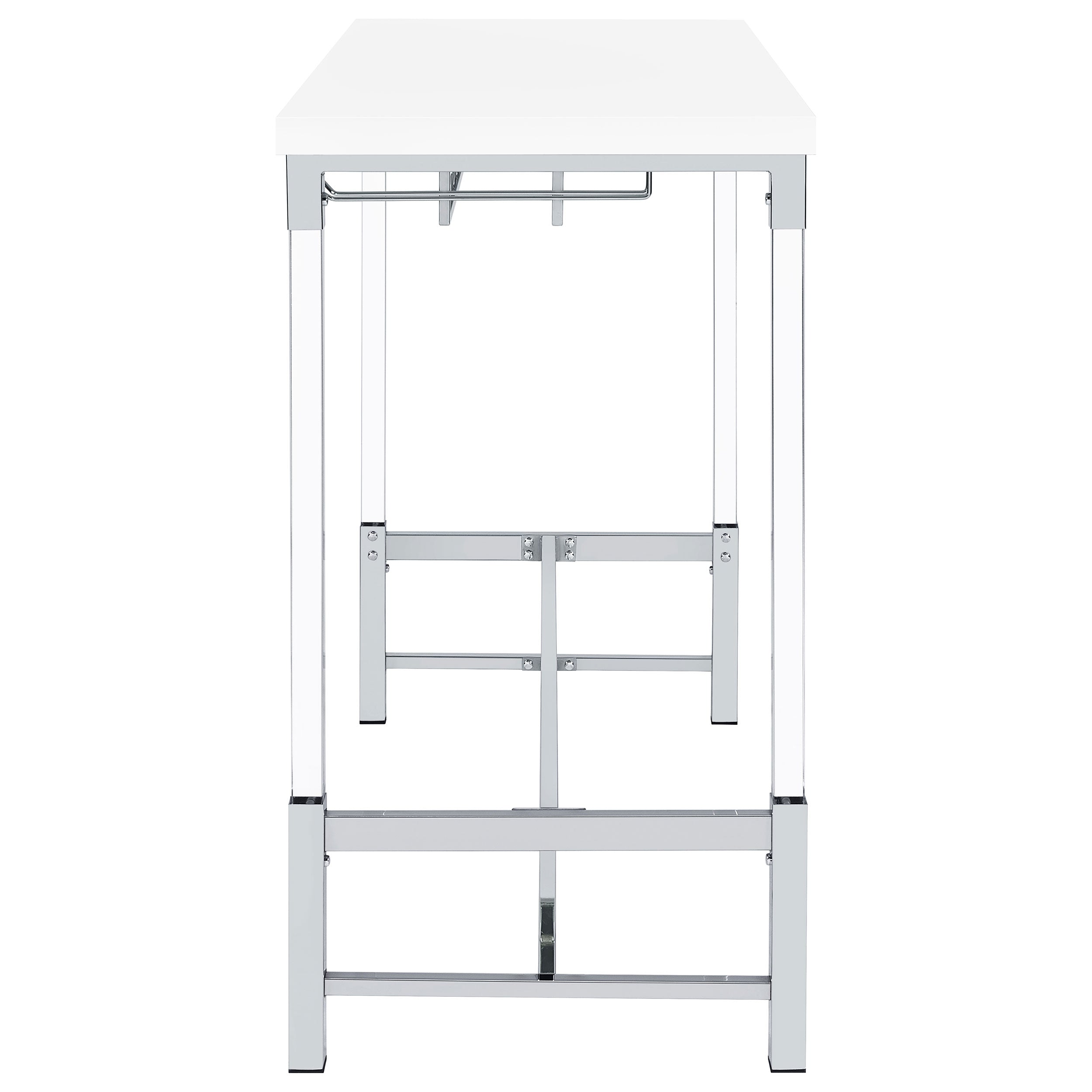 Norcrest 47-inch Acrylic Leg Bar Table White High Gloss — view 5