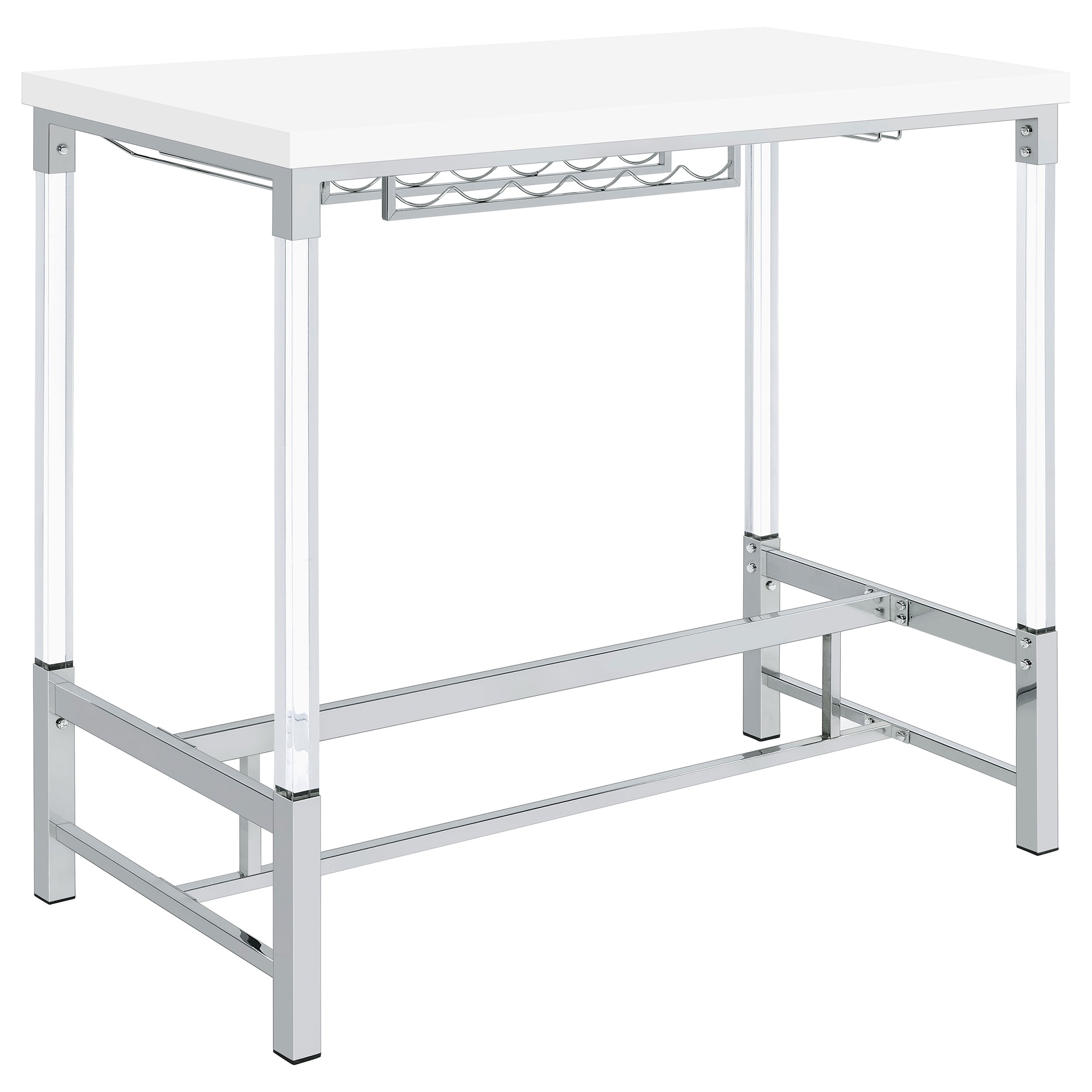 Norcrest 47-inch Acrylic Leg Bar Table White High Gloss — view 6