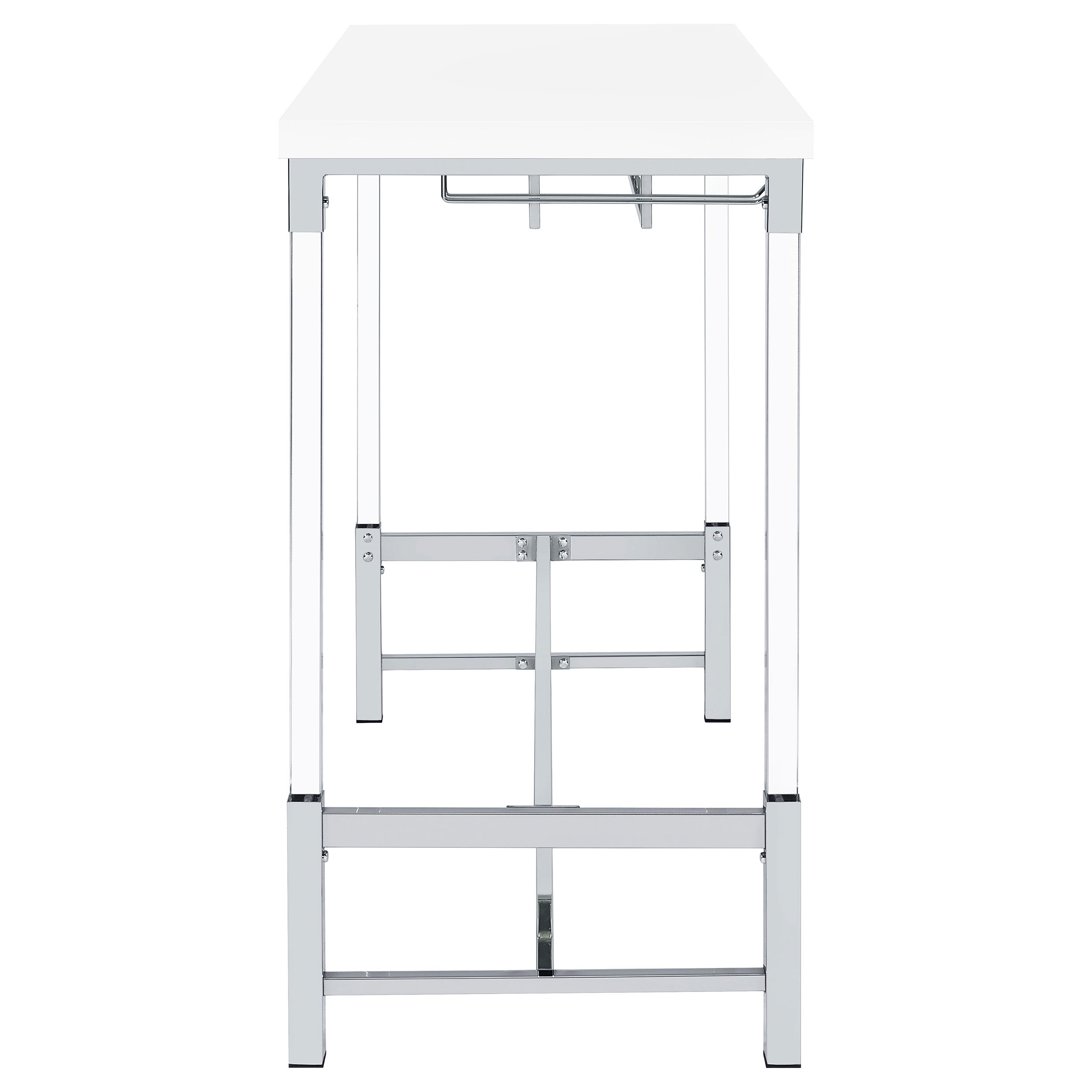Norcrest 47-inch Acrylic Leg Bar Table White High Gloss — view 9