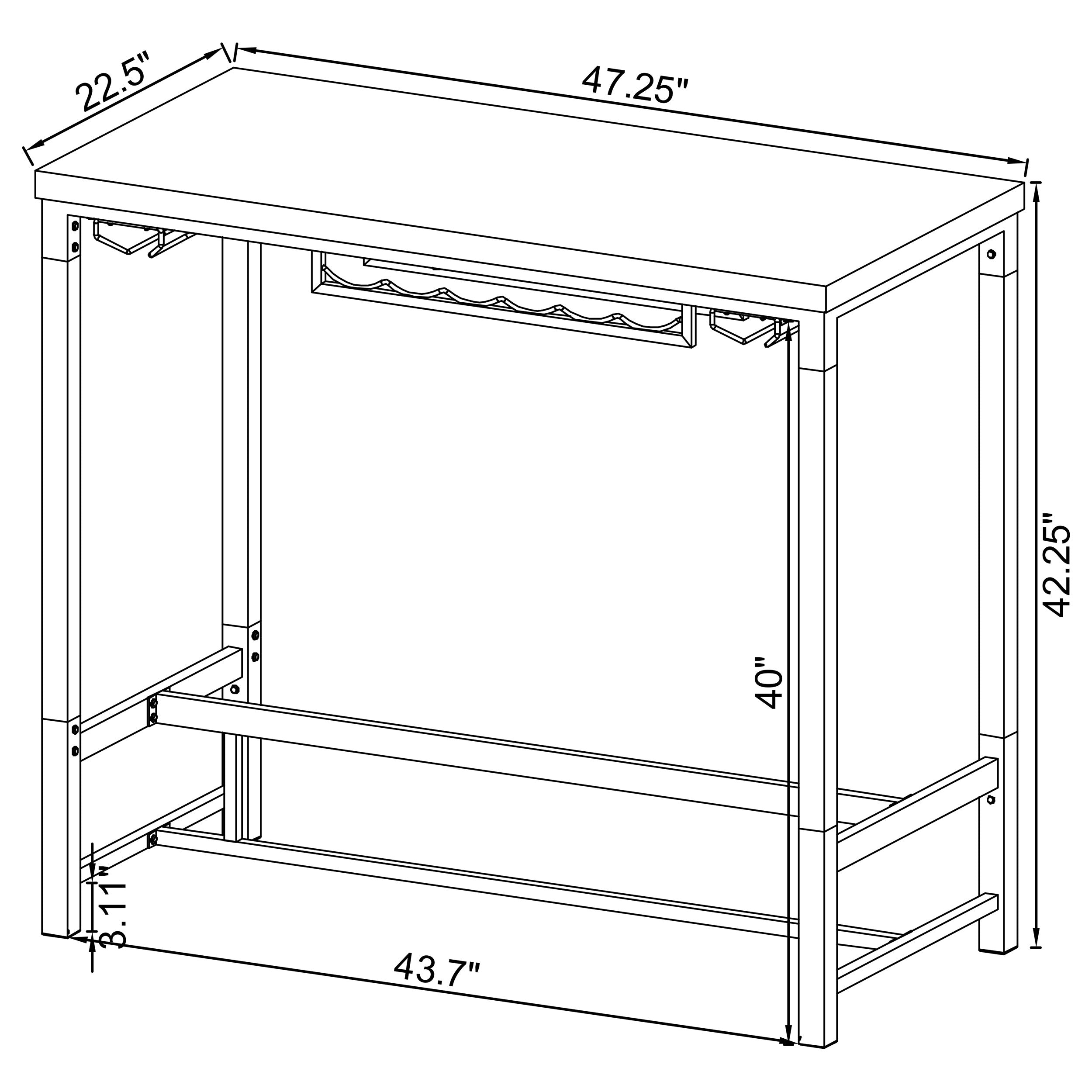 Norcrest 47-inch Acrylic Leg Bar Table White High Gloss — view 12