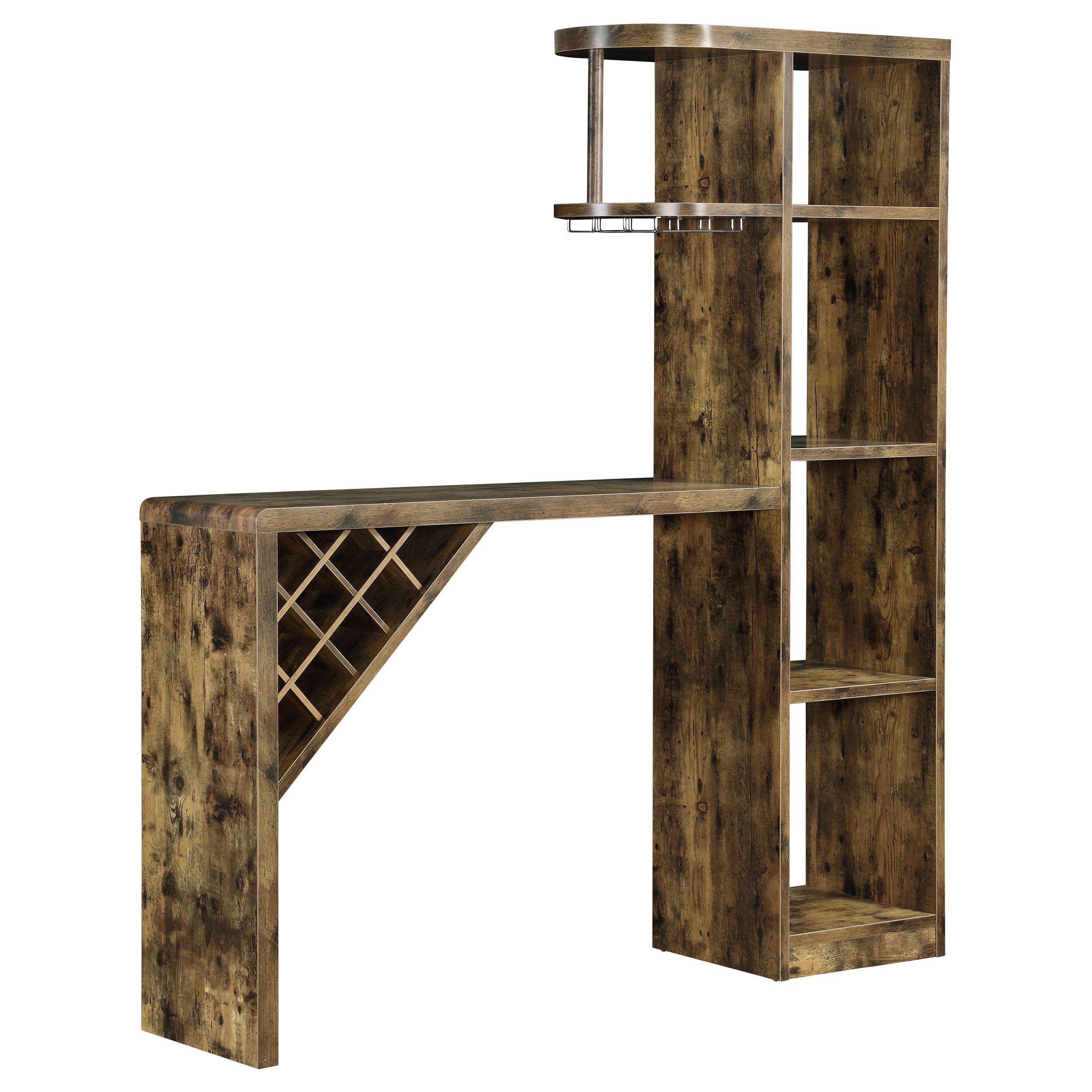 Belvedere 5-shelf Home Bar Table Wine Storage Rustic Nutmeg — view 1