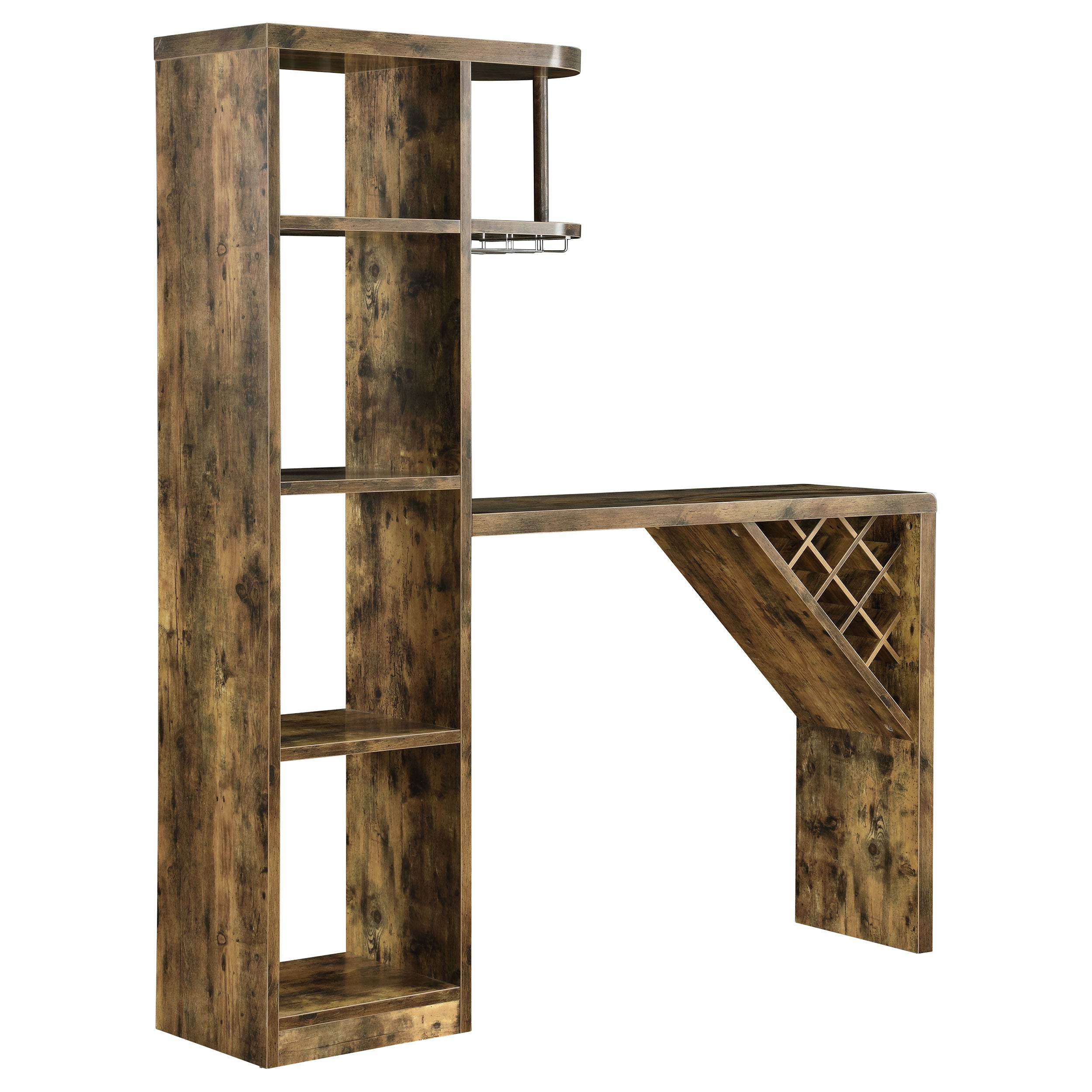 Belvedere 5-shelf Home Bar Table Wine Storage Rustic Nutmeg — view 4