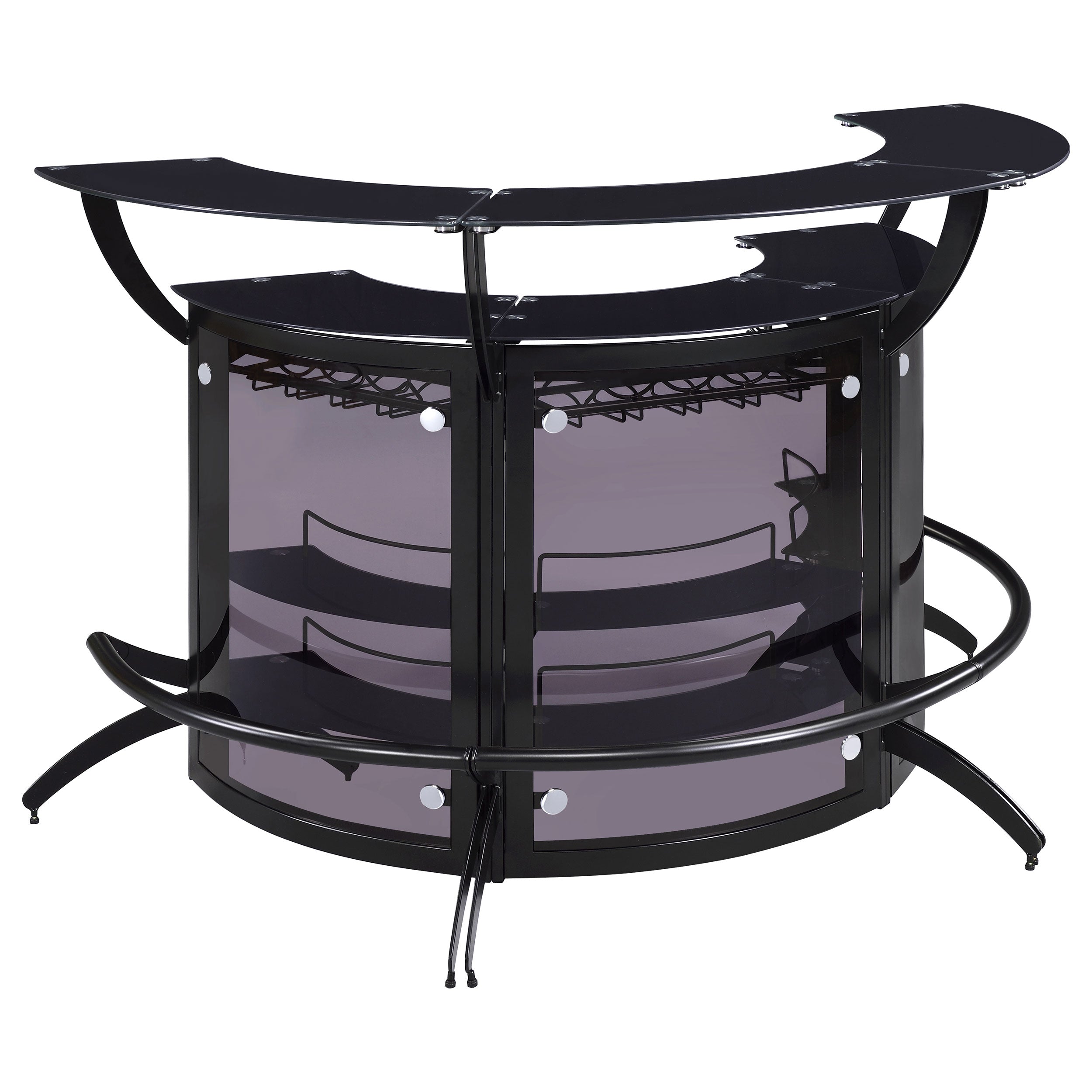 Dallas 3-piece Curved Freestanding Home Bar Cabinet Black — view 2