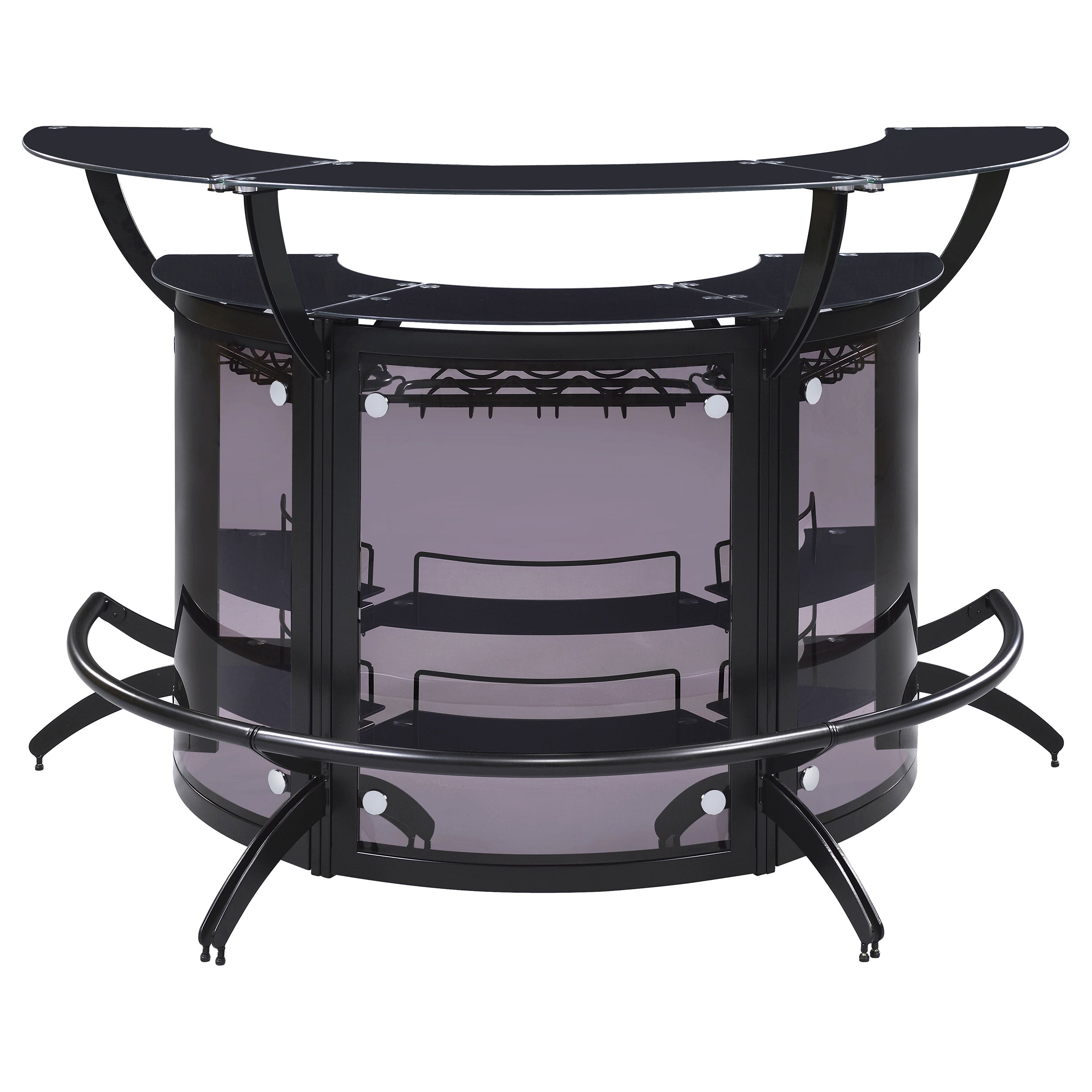 Dallas 3-piece Curved Freestanding Home Bar Cabinet Black — view 4