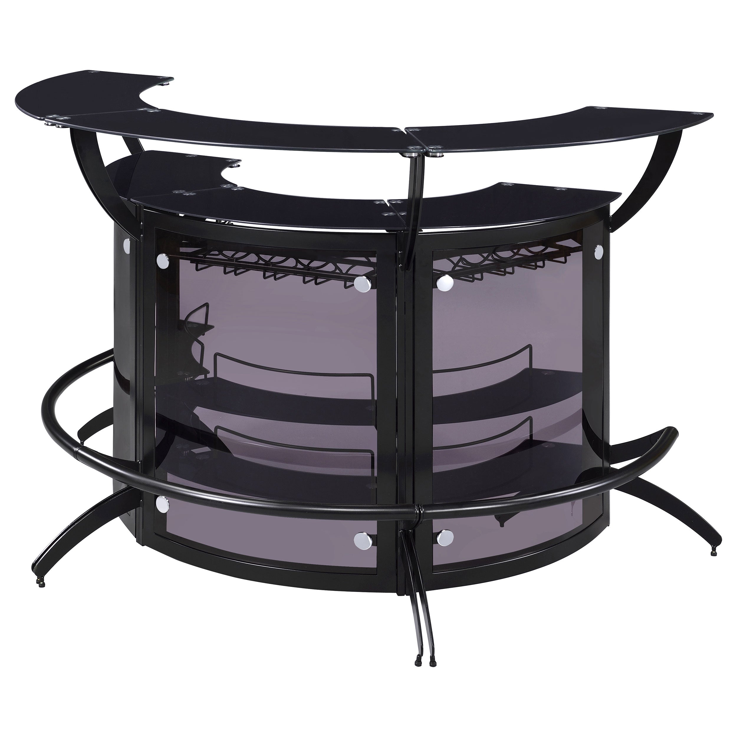 Dallas 3-piece Curved Freestanding Home Bar Cabinet Black — view 5