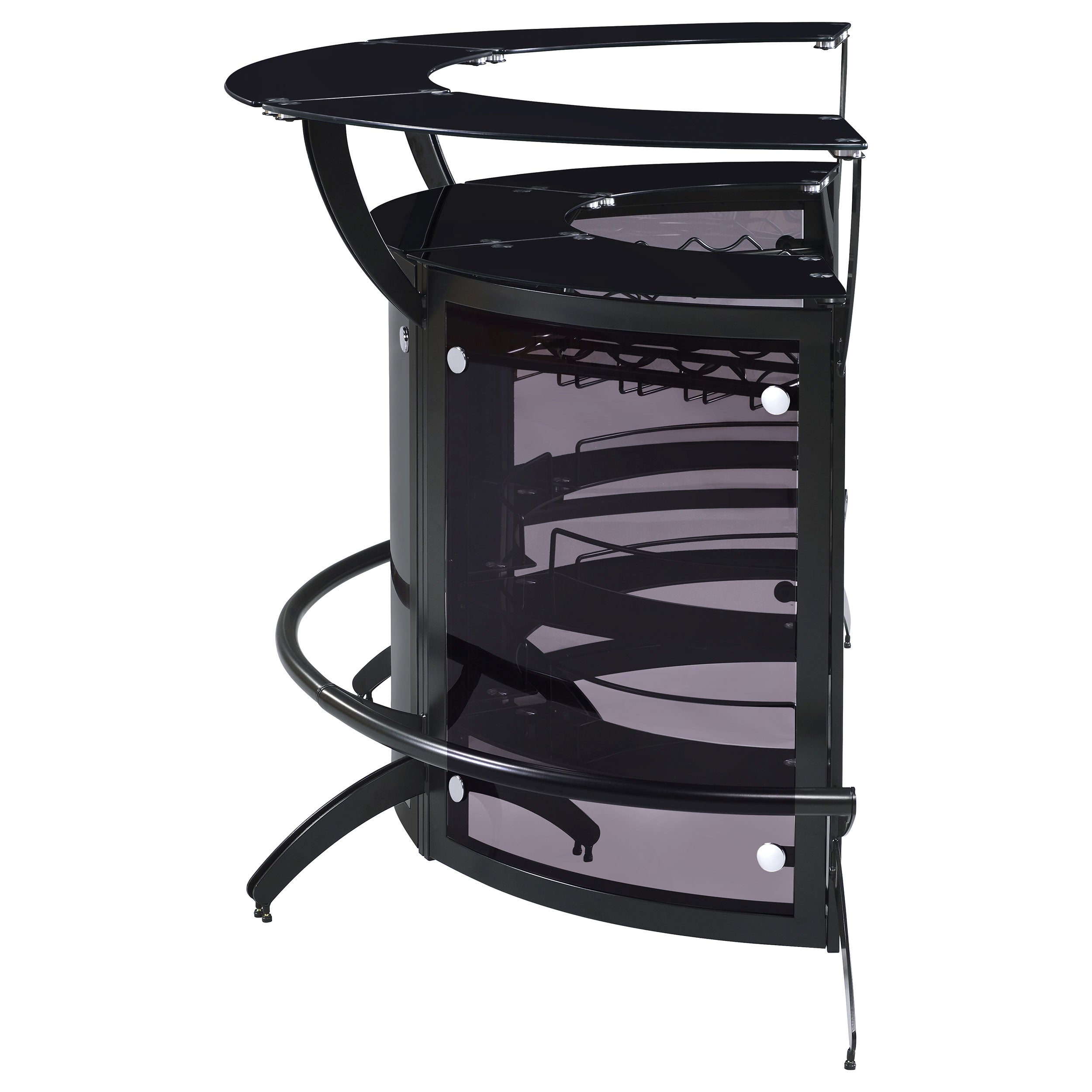 Dallas 3-piece Curved Freestanding Home Bar Cabinet Black — view 6