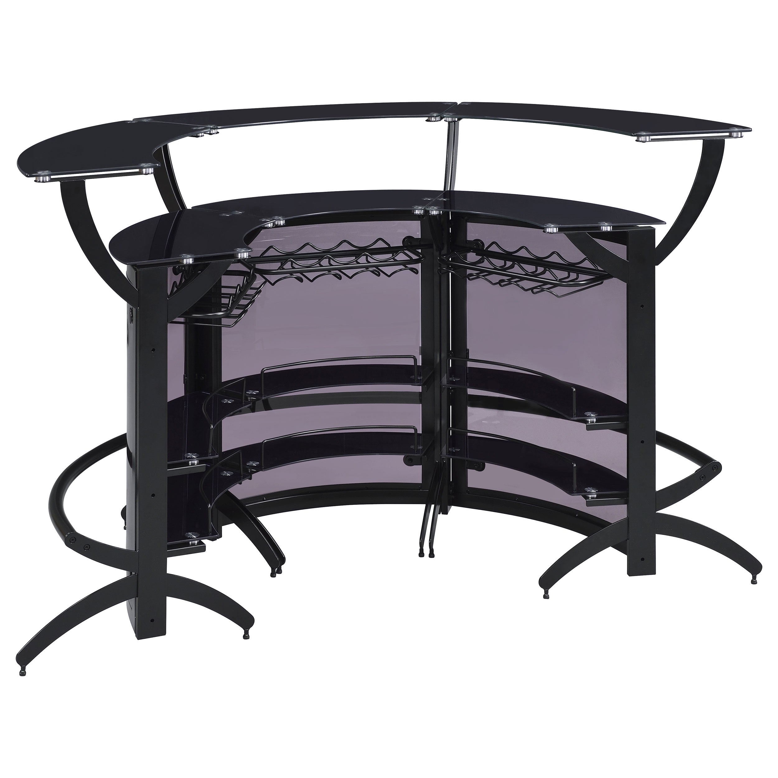 Dallas 3-piece Curved Freestanding Home Bar Cabinet Black — view 7