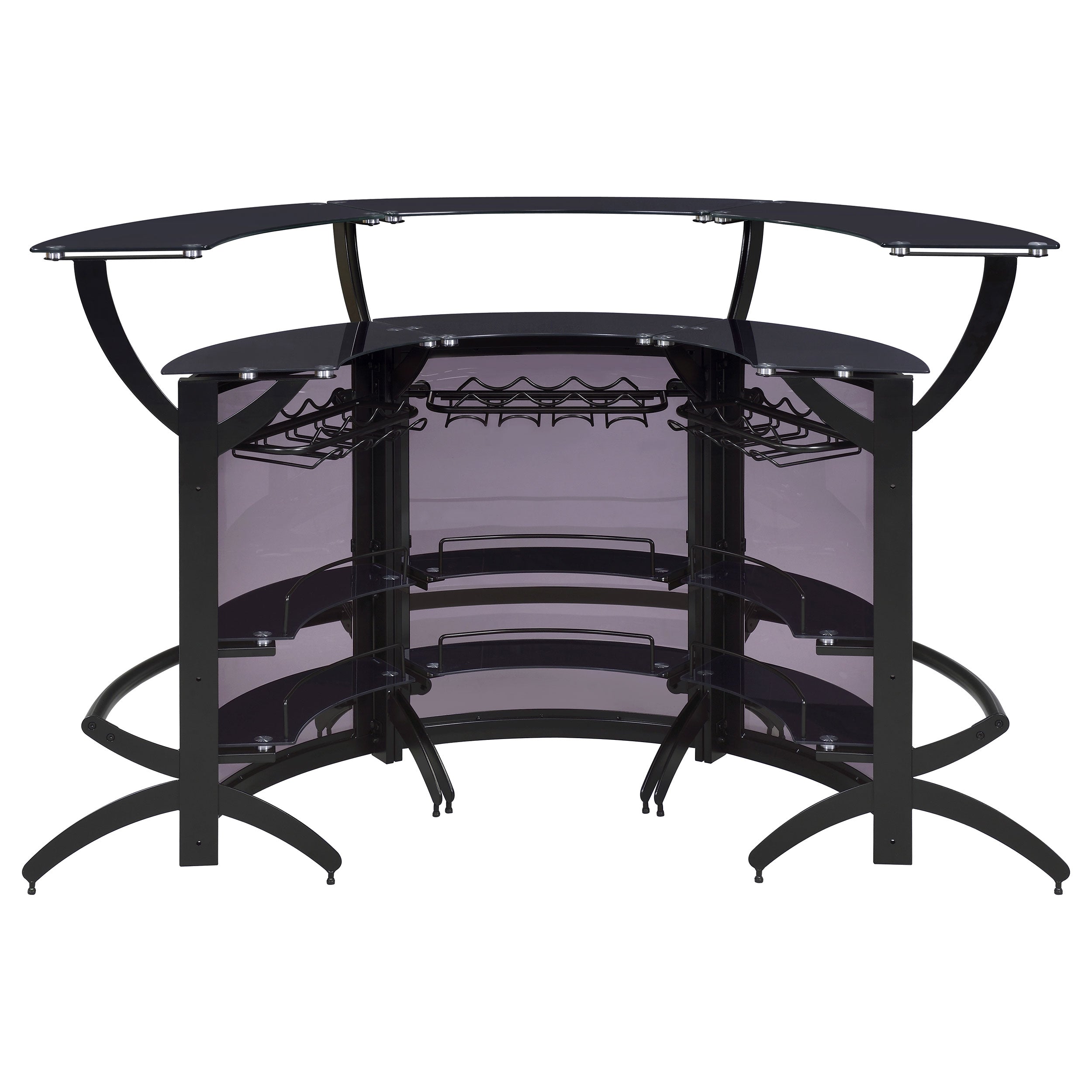 Dallas 3-piece Curved Freestanding Home Bar Cabinet Black — view 8