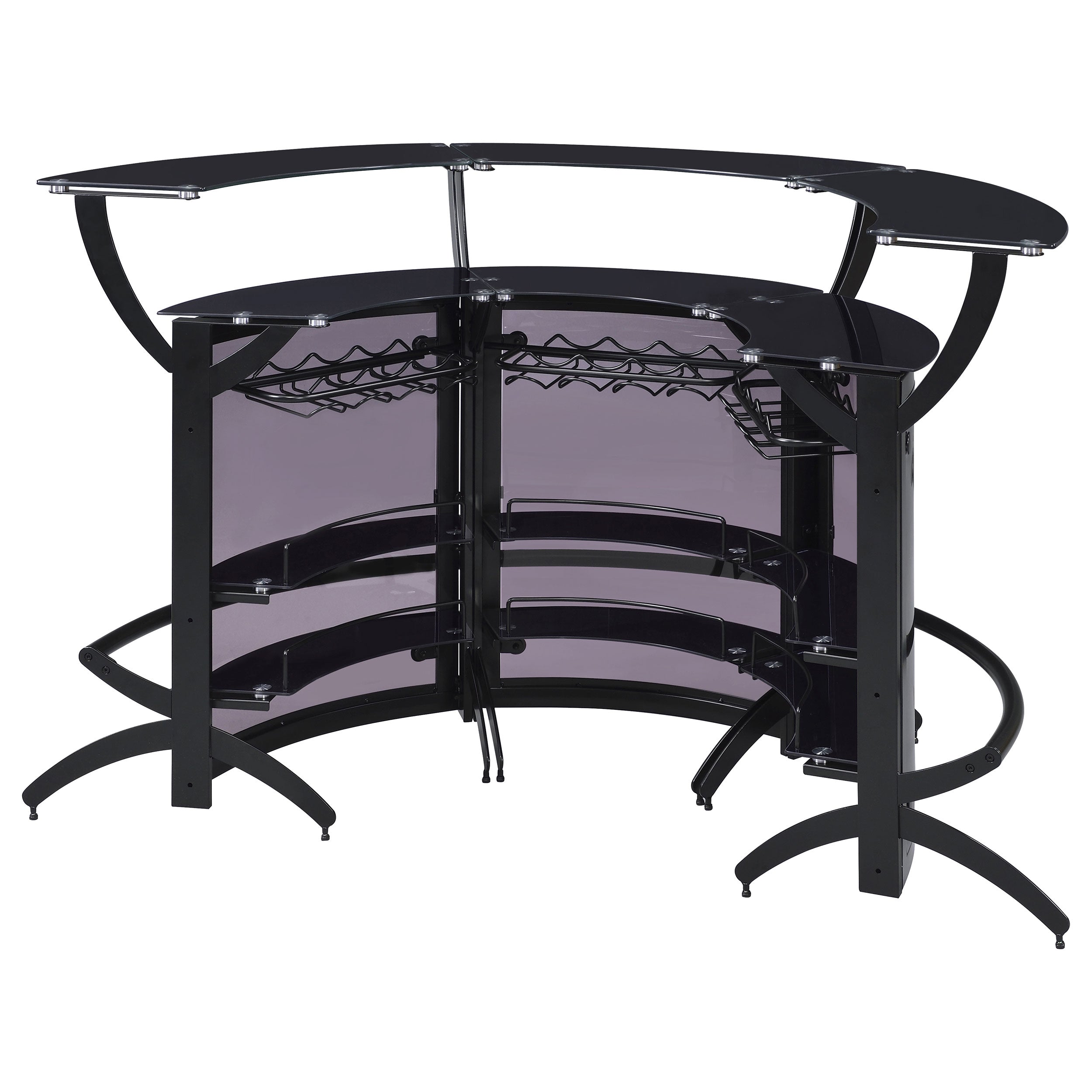 Dallas 3-piece Curved Freestanding Home Bar Cabinet Black — view 9