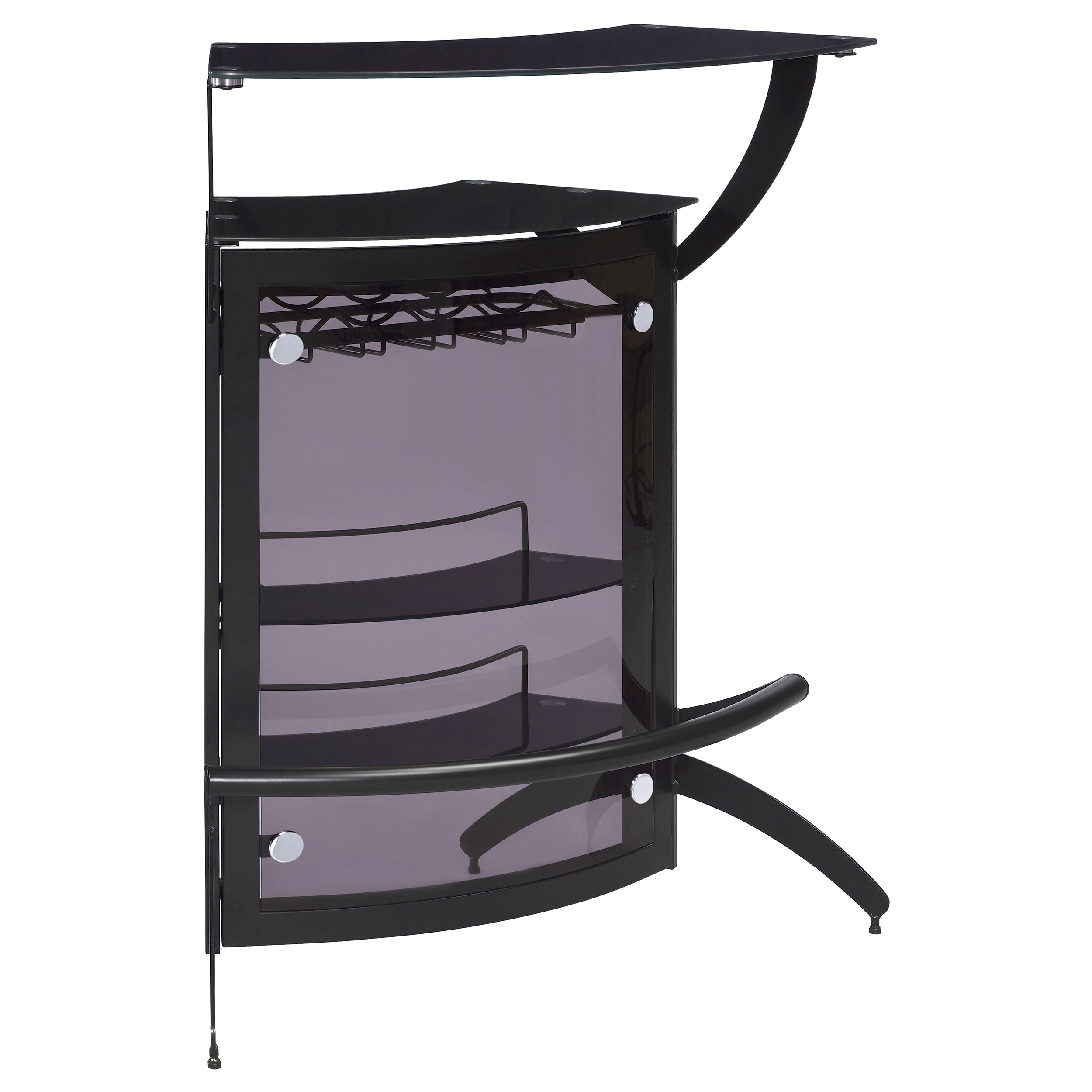 Dallas 2-shelf Curved Freestanding Home Bar Cabinet Black — view 1