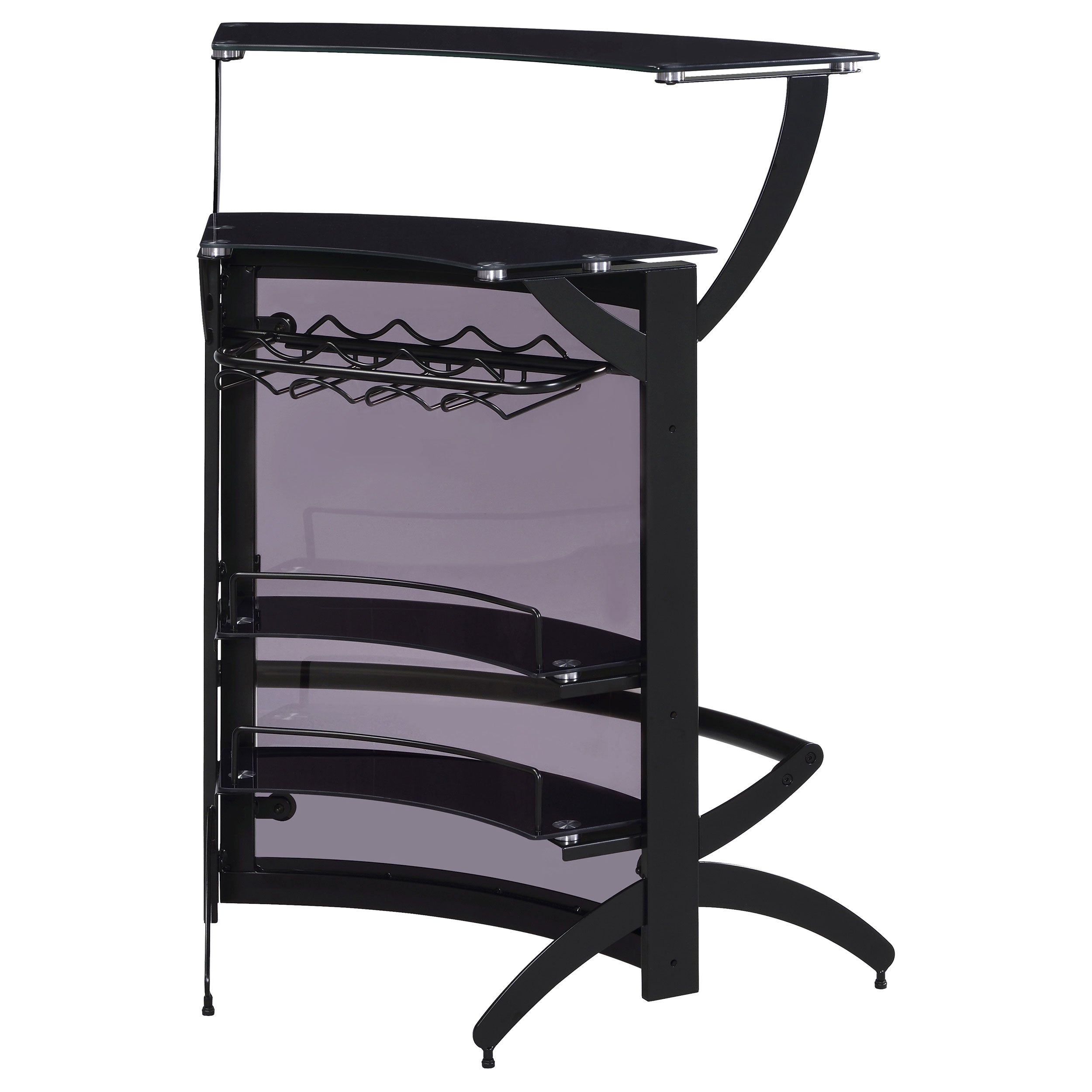 Dallas 2-shelf Curved Freestanding Home Bar Cabinet Black — view 9