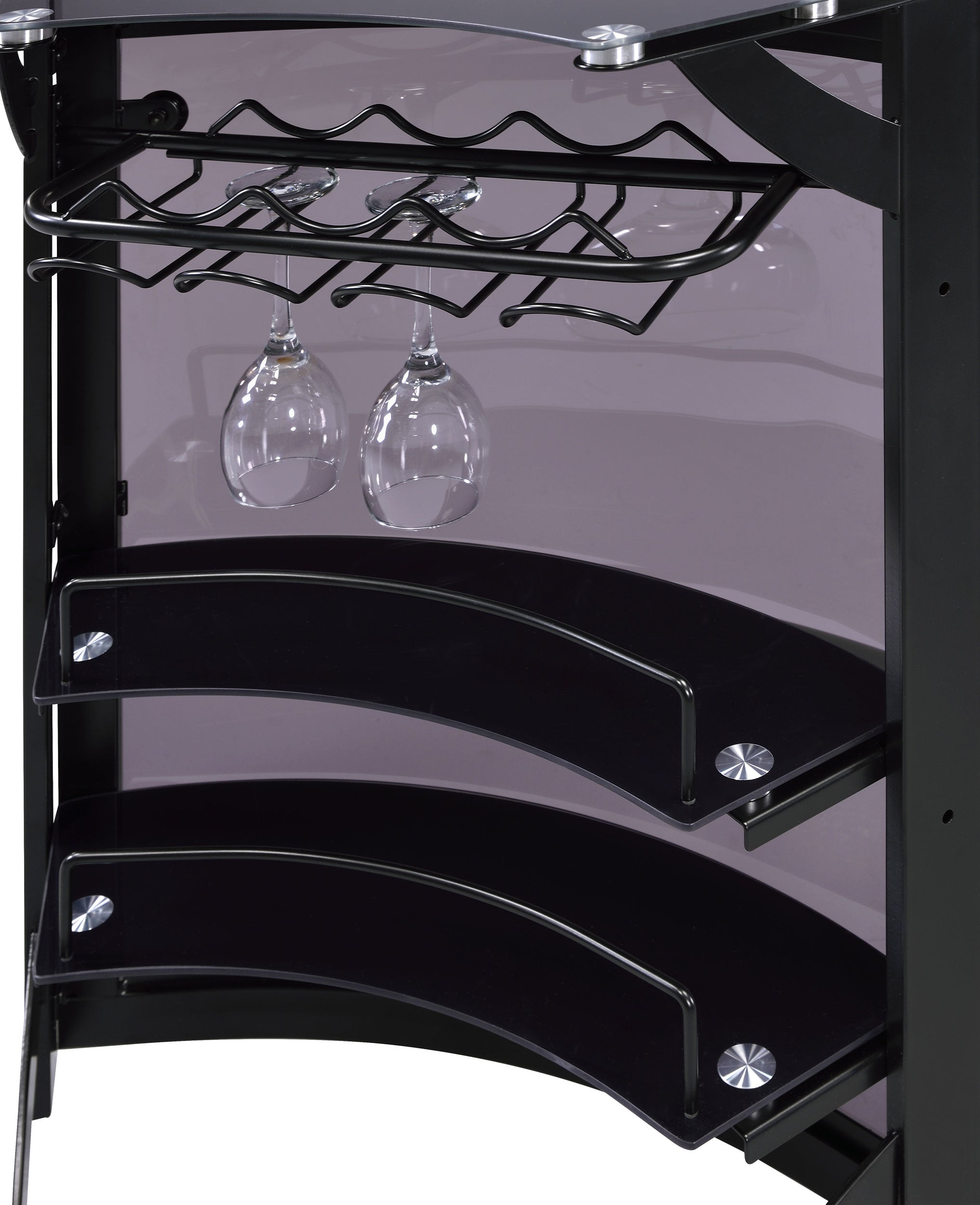 Dallas 2-shelf Curved Freestanding Home Bar Cabinet Black — view 11