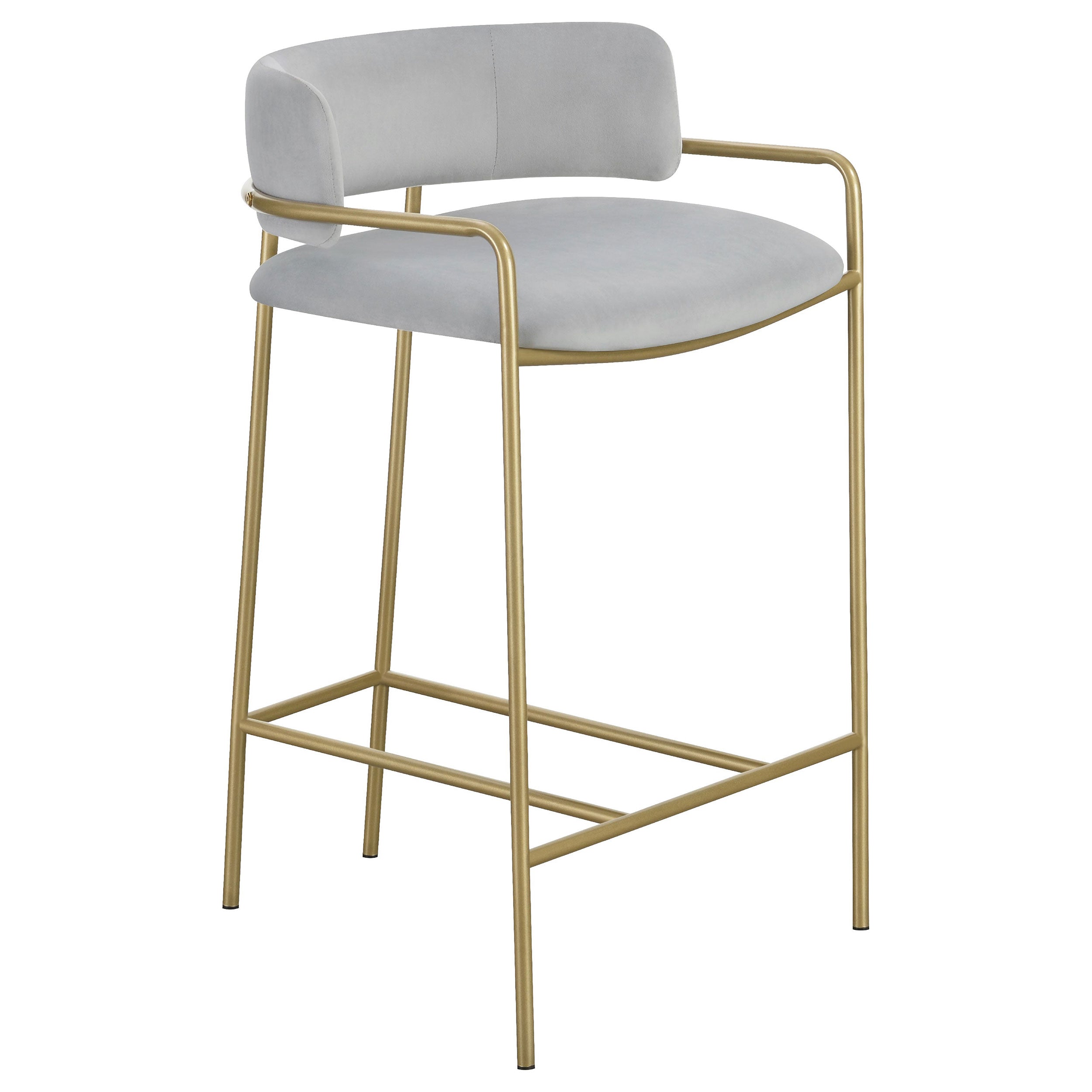 Comstock Upholstered Low Back Stool Grey and Gold — view 1