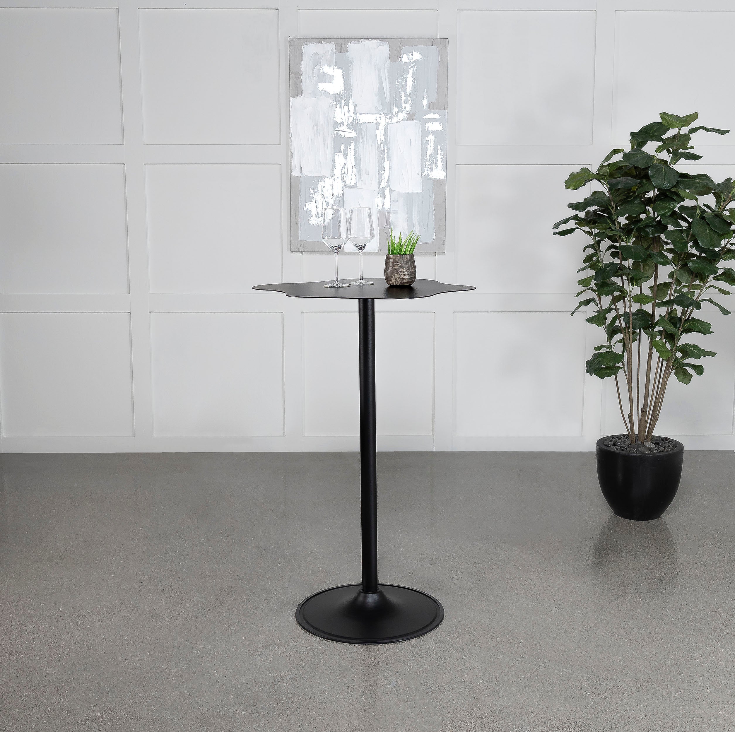 Keanu Curved 29-inch Cloud-Shaped Bistro Bar Table Black — view 2