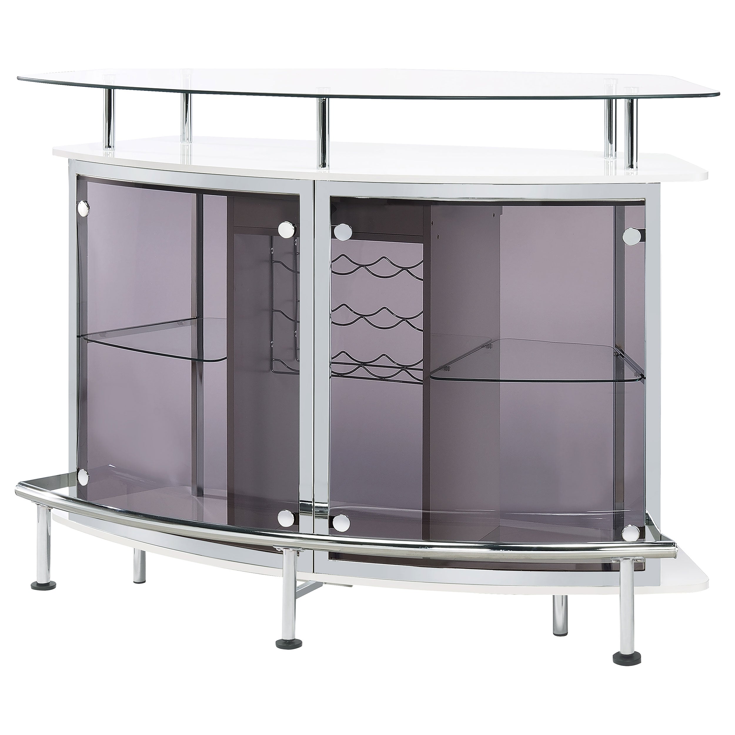 Gideon Curved Glass Top Home Bar Cabinet White High Gloss — view 4