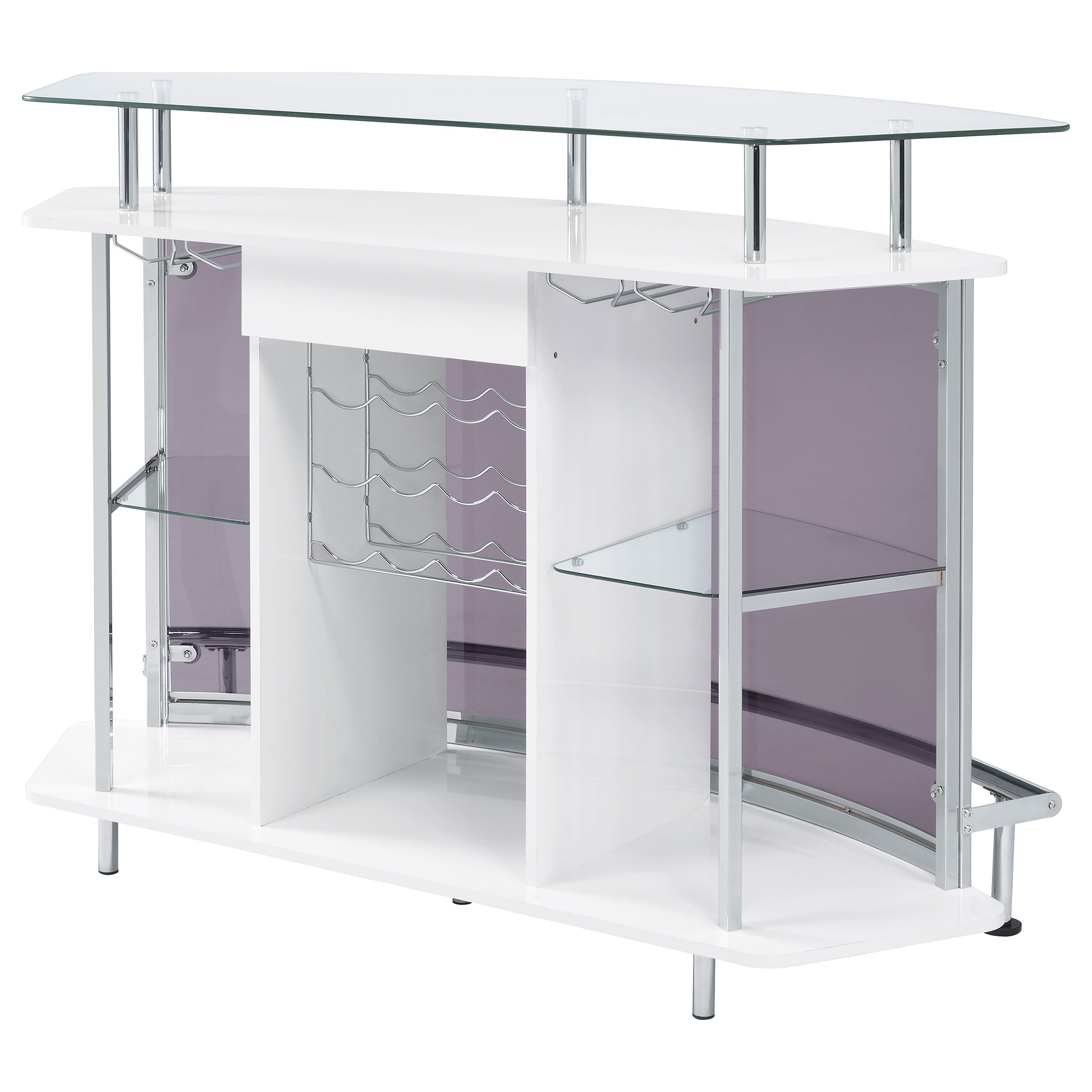 Gideon Curved Glass Top Home Bar Cabinet White High Gloss — view 6