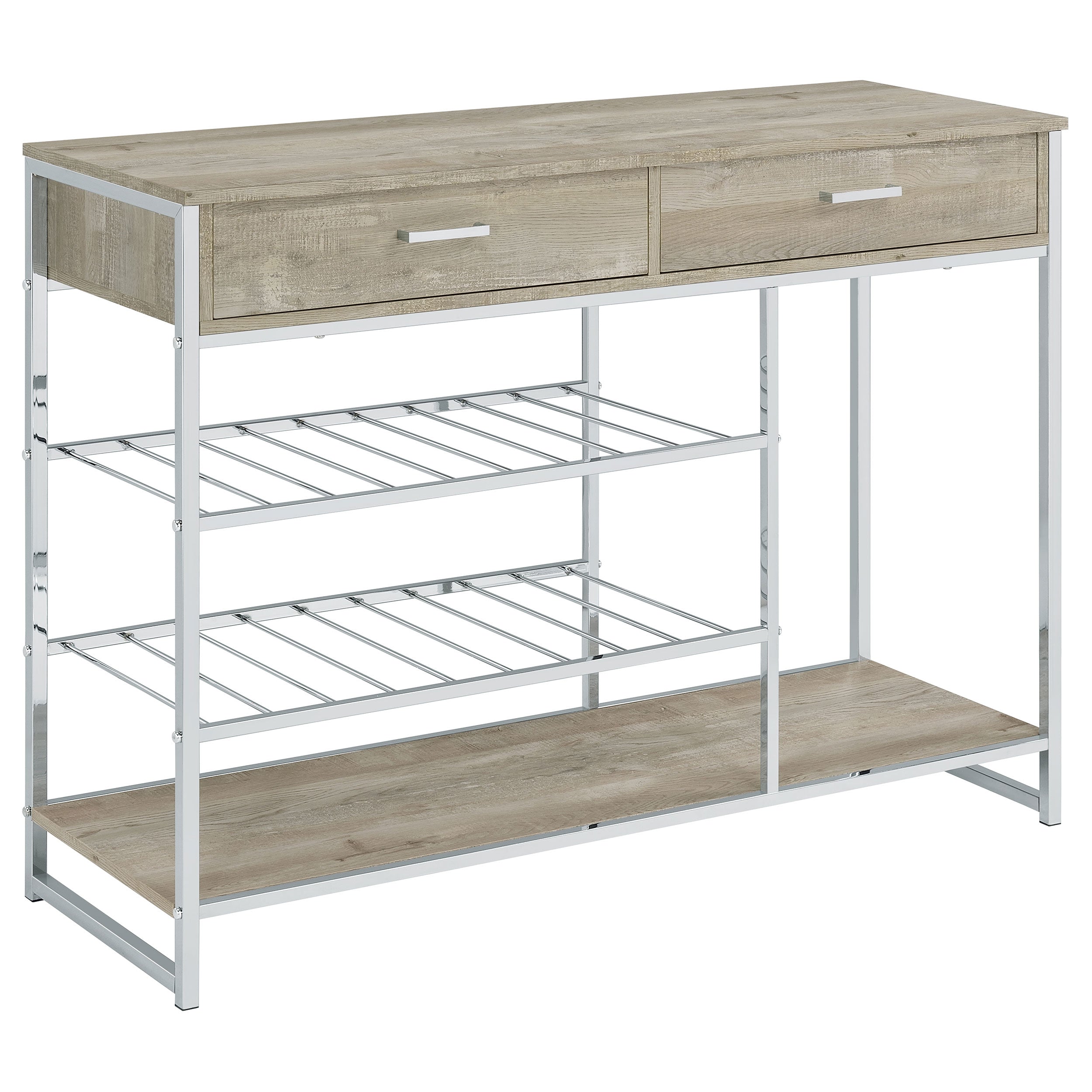 Melrose 2-drawer Home Bar Storage with Wine Rack Grey — view 1