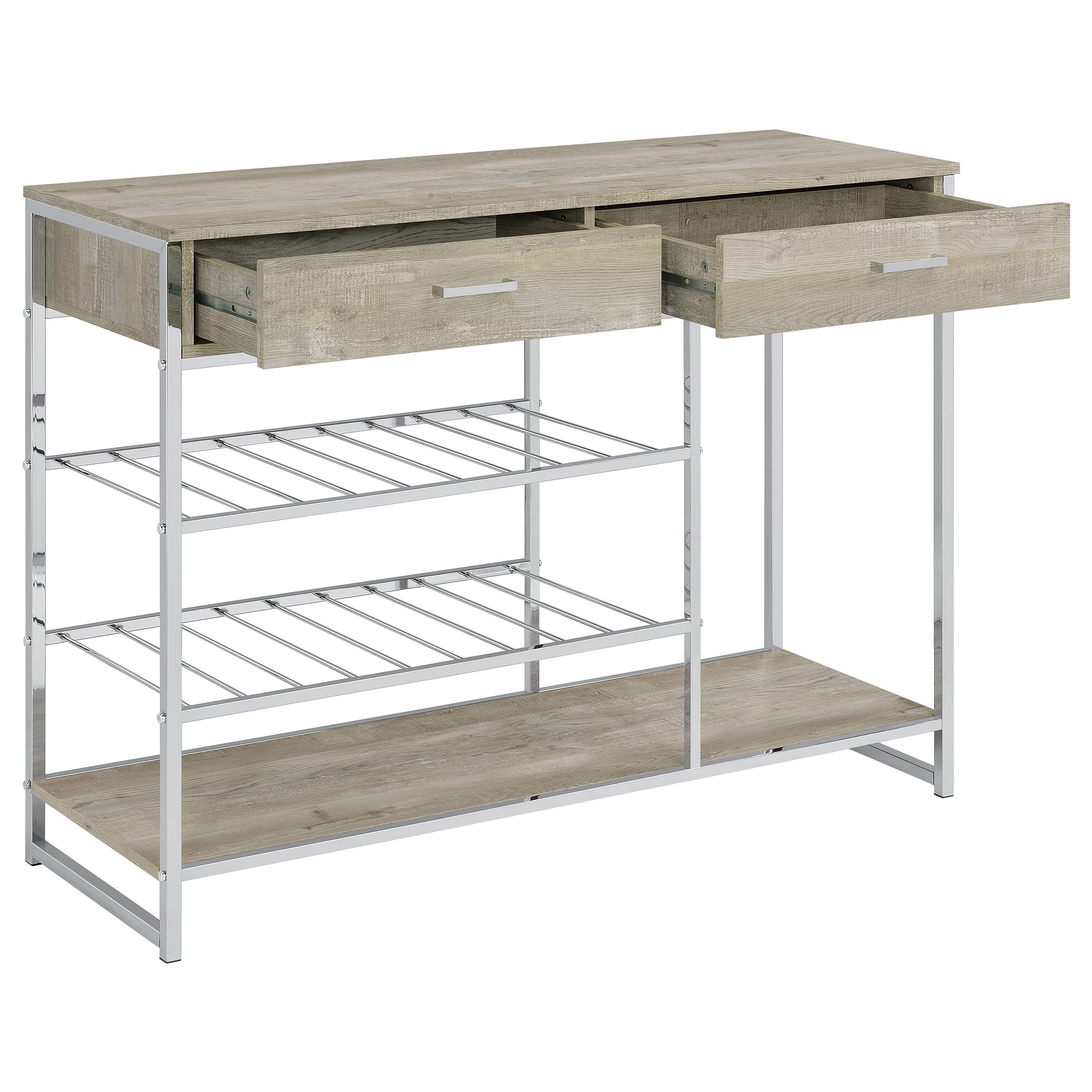 Melrose 2-drawer Home Bar Storage with Wine Rack Grey — view 3