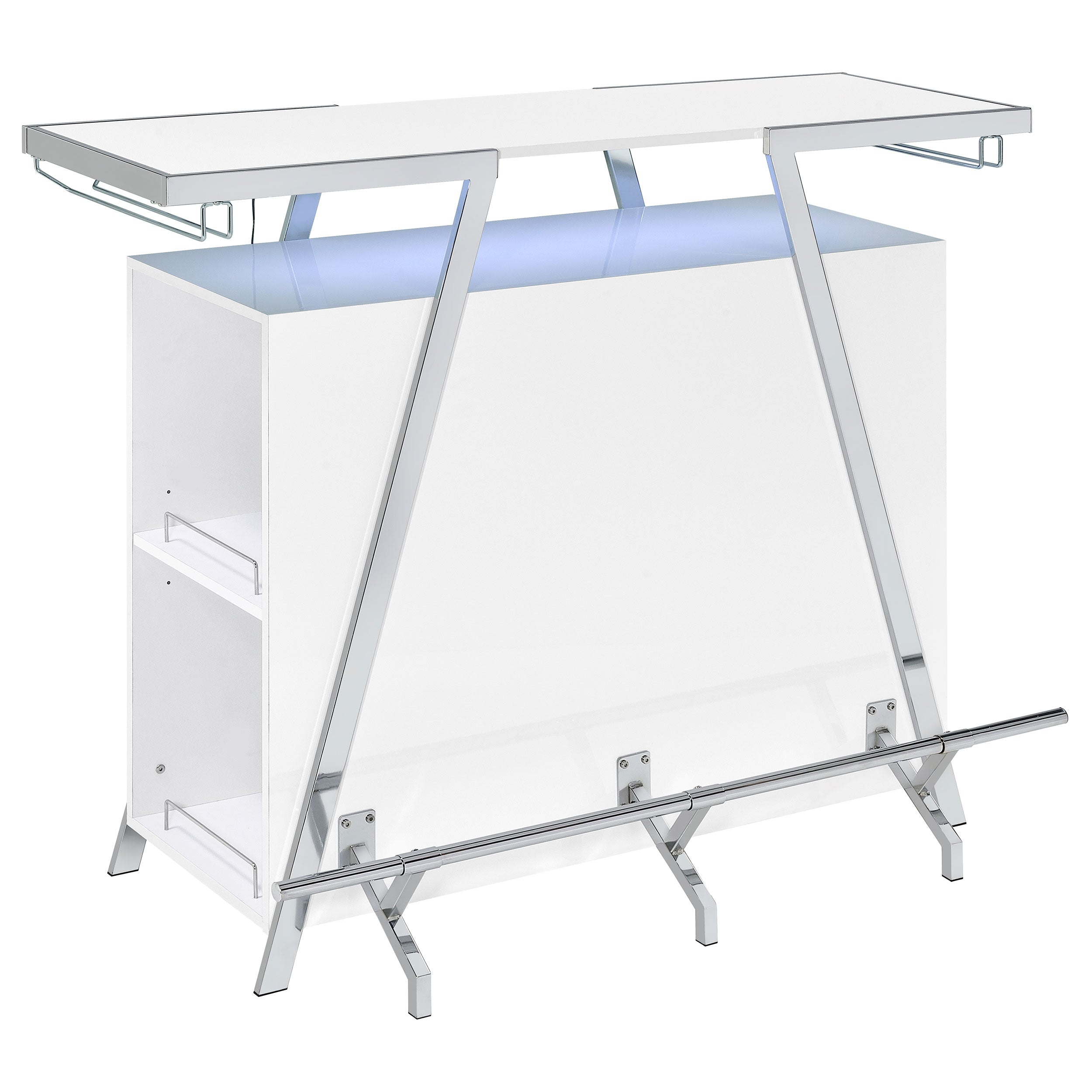 Araceli Freestanding LED Home Bar Cabinet White High Gloss — view 8
