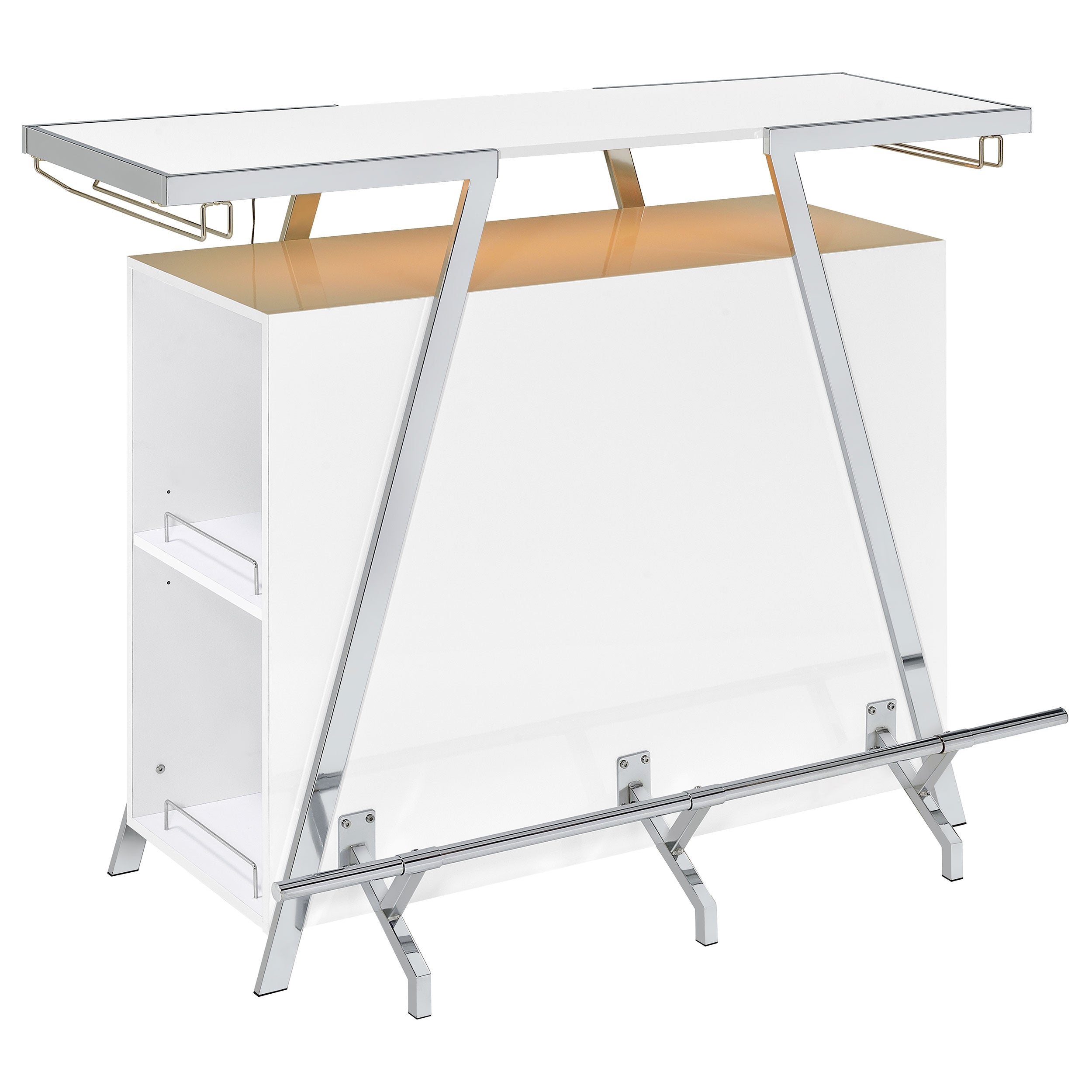 Araceli Freestanding LED Home Bar Cabinet White High Gloss — view 9