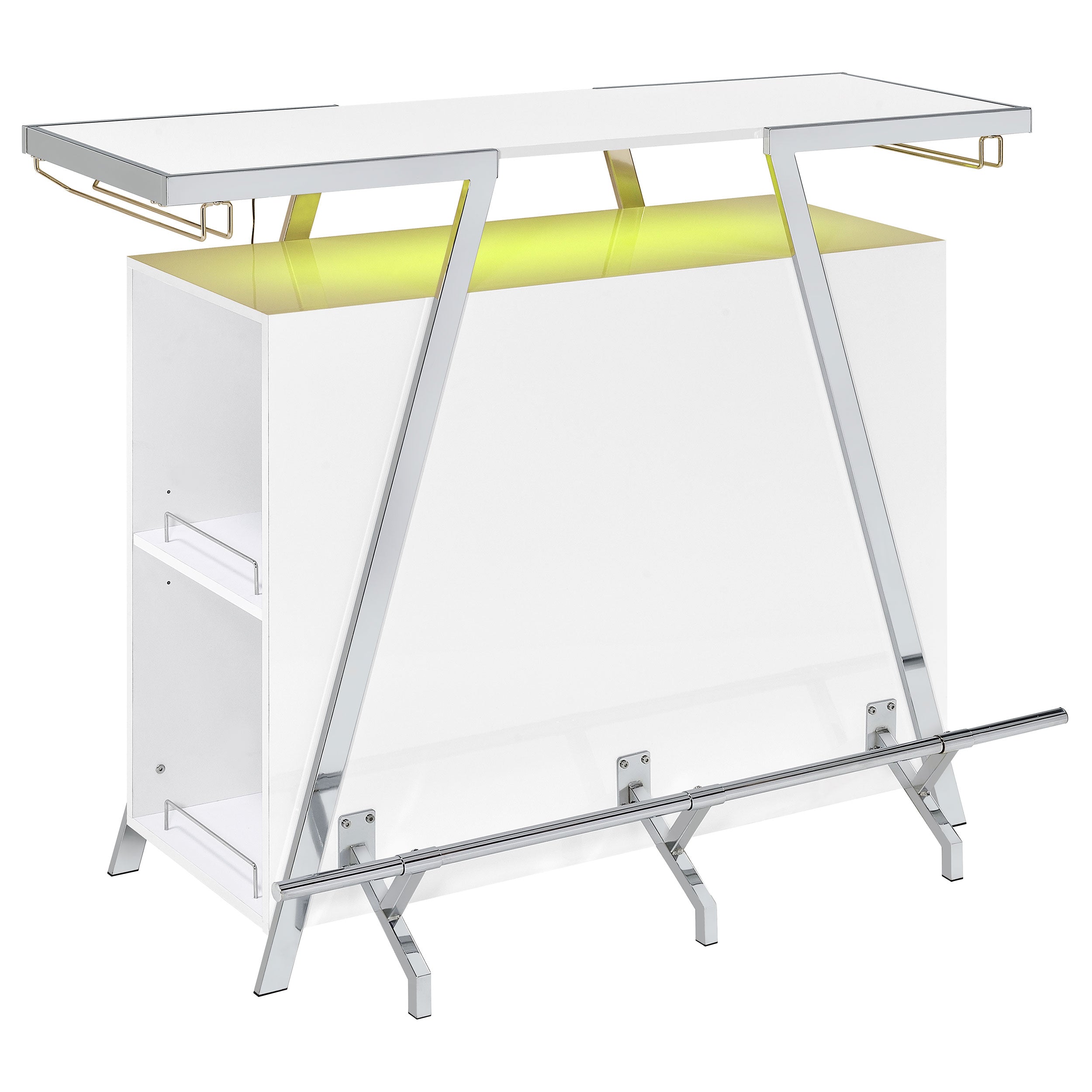 Araceli Freestanding LED Home Bar Cabinet White High Gloss — view 11