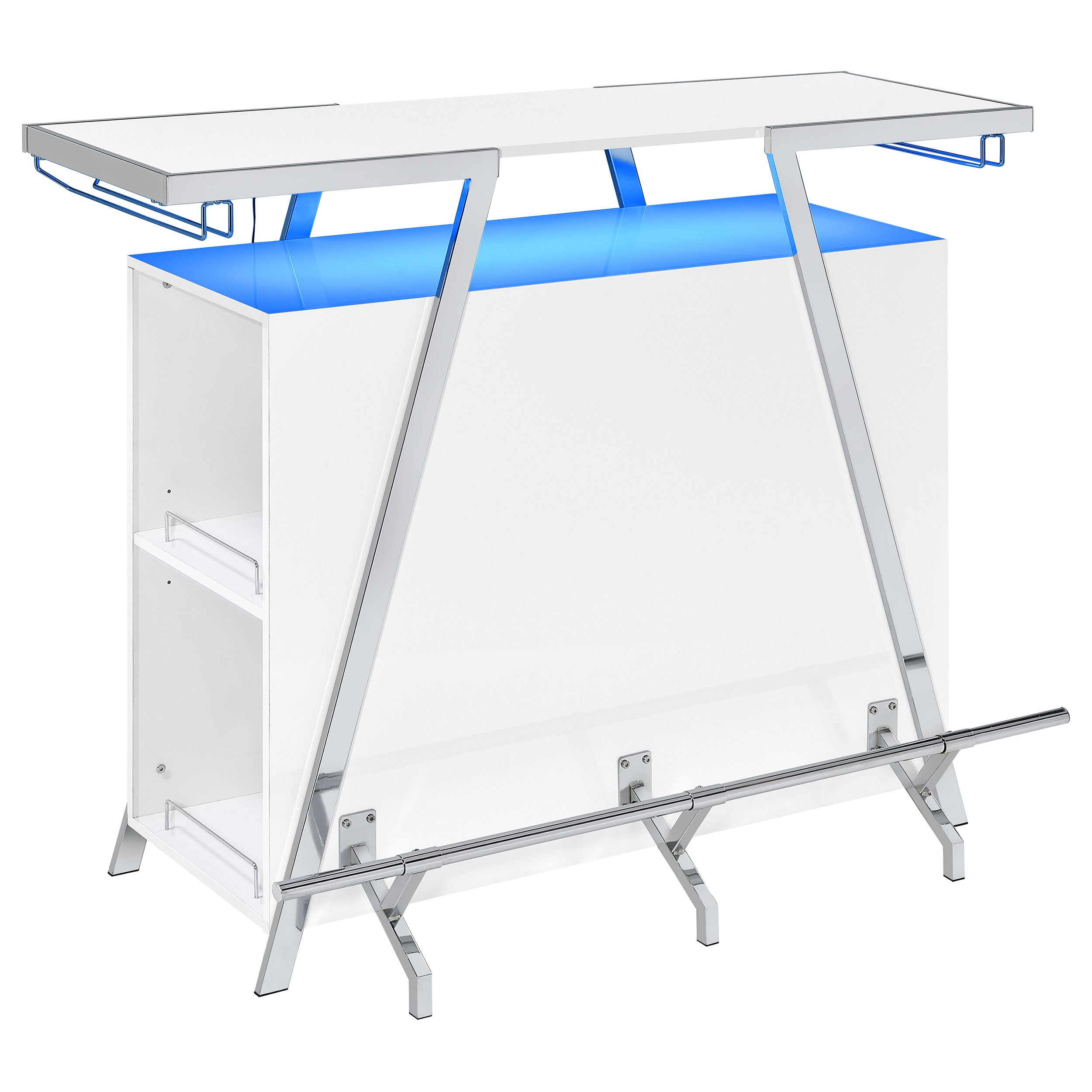 Araceli Freestanding LED Home Bar Cabinet White High Gloss — view 1
