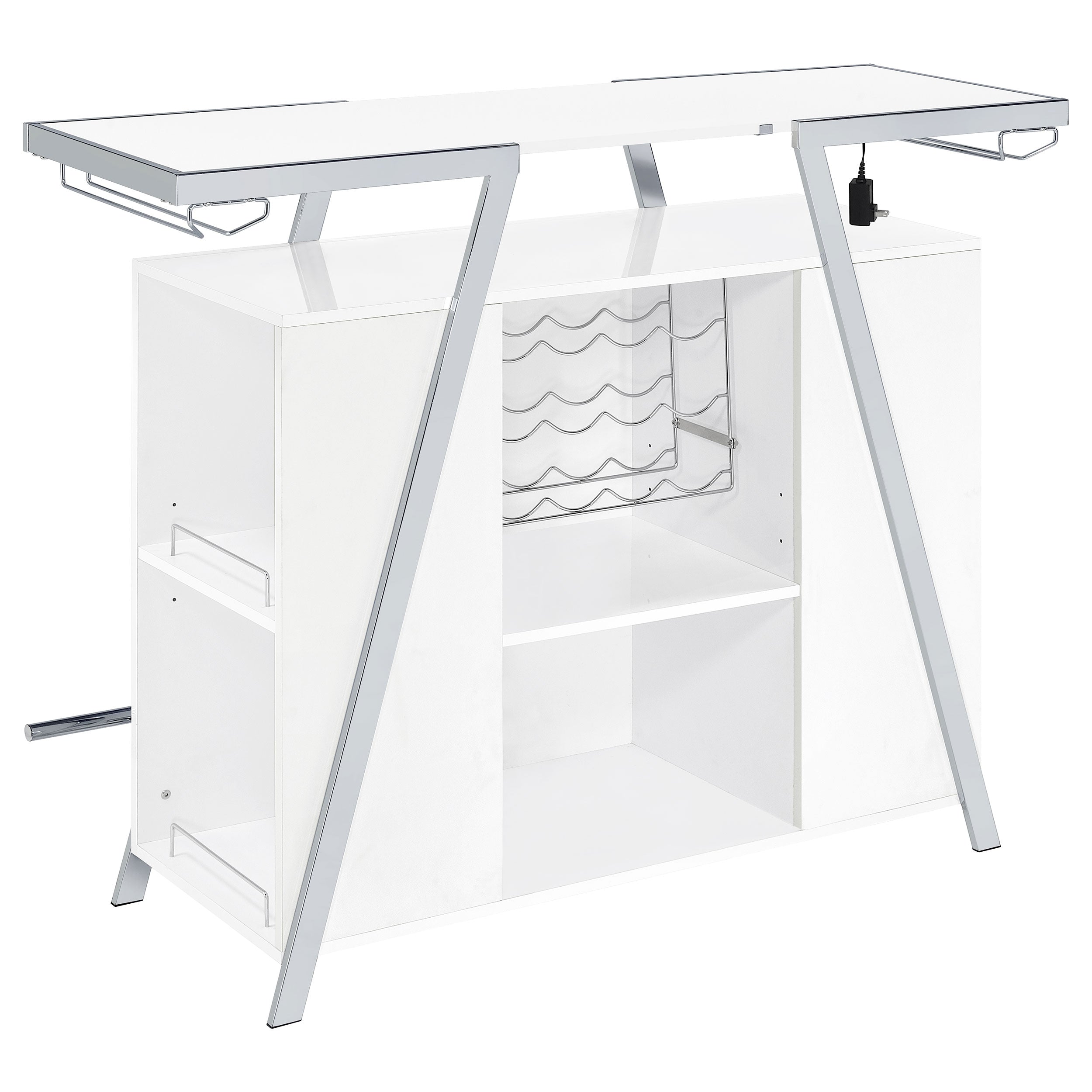 Araceli Freestanding LED Home Bar Cabinet White High Gloss — view 17