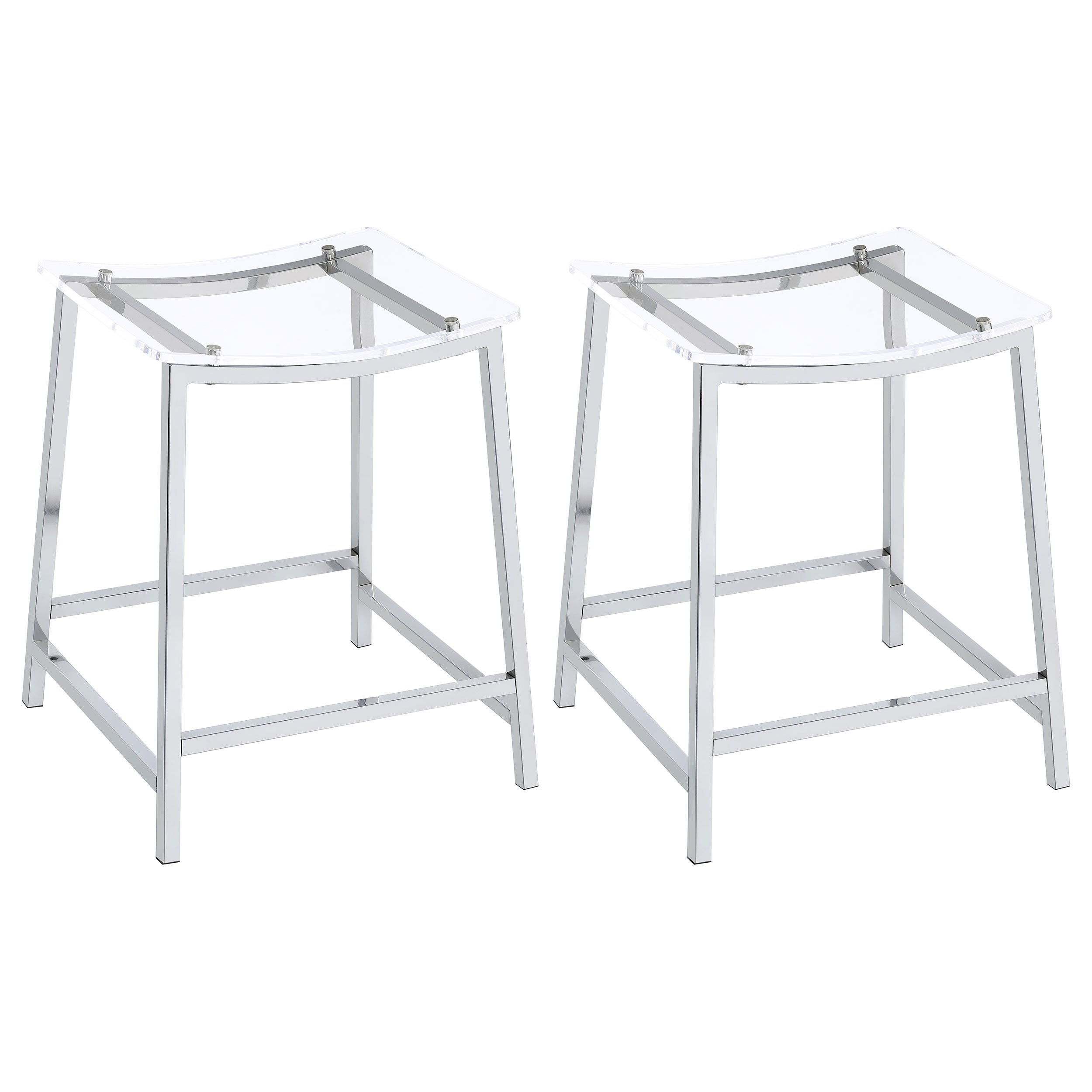 Jovani Acrylic Backless Counter Stool Chrome (Set of 2) — view 1