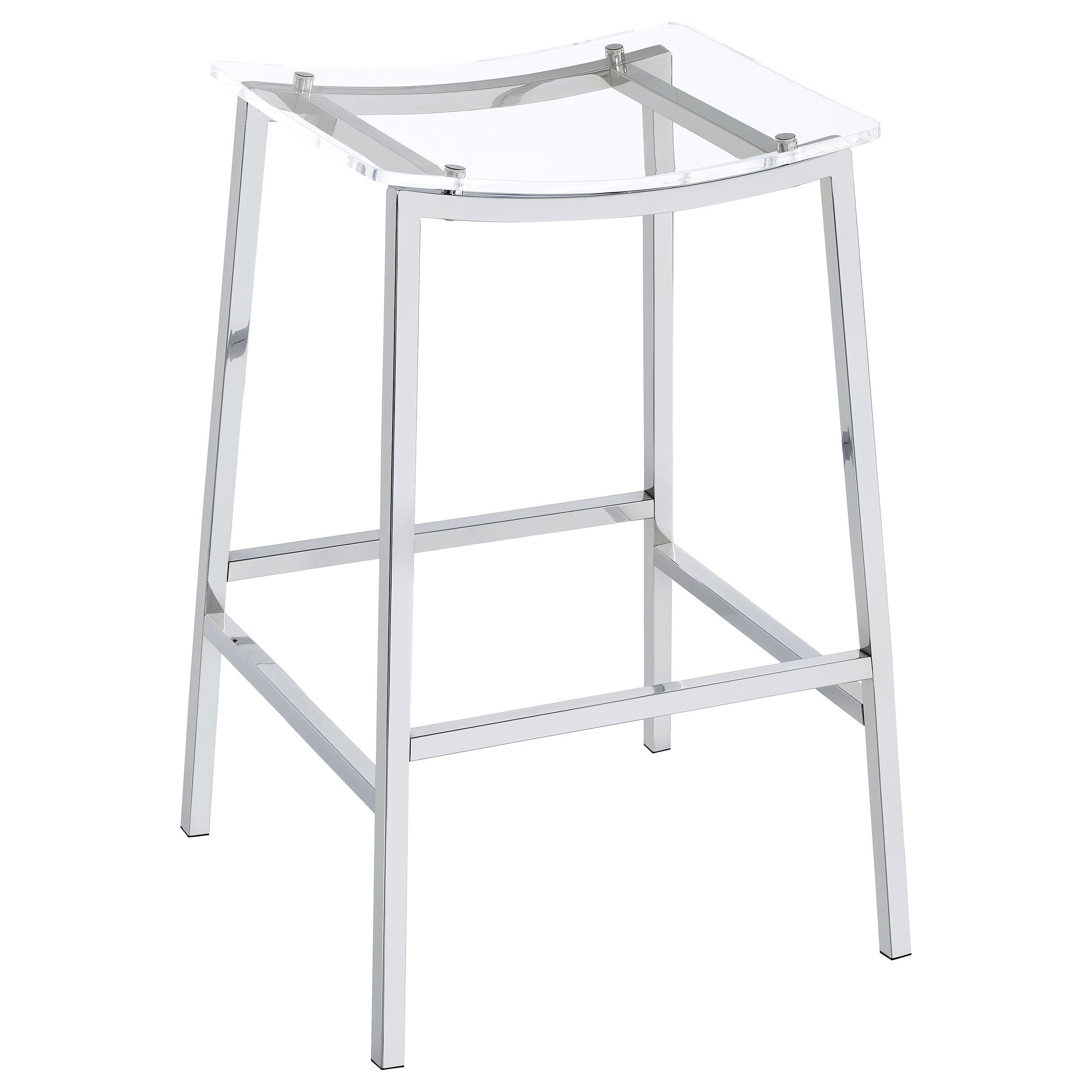 Jovani Acrylic Backless Bar Stool Chrome (Set of 2) — view 3