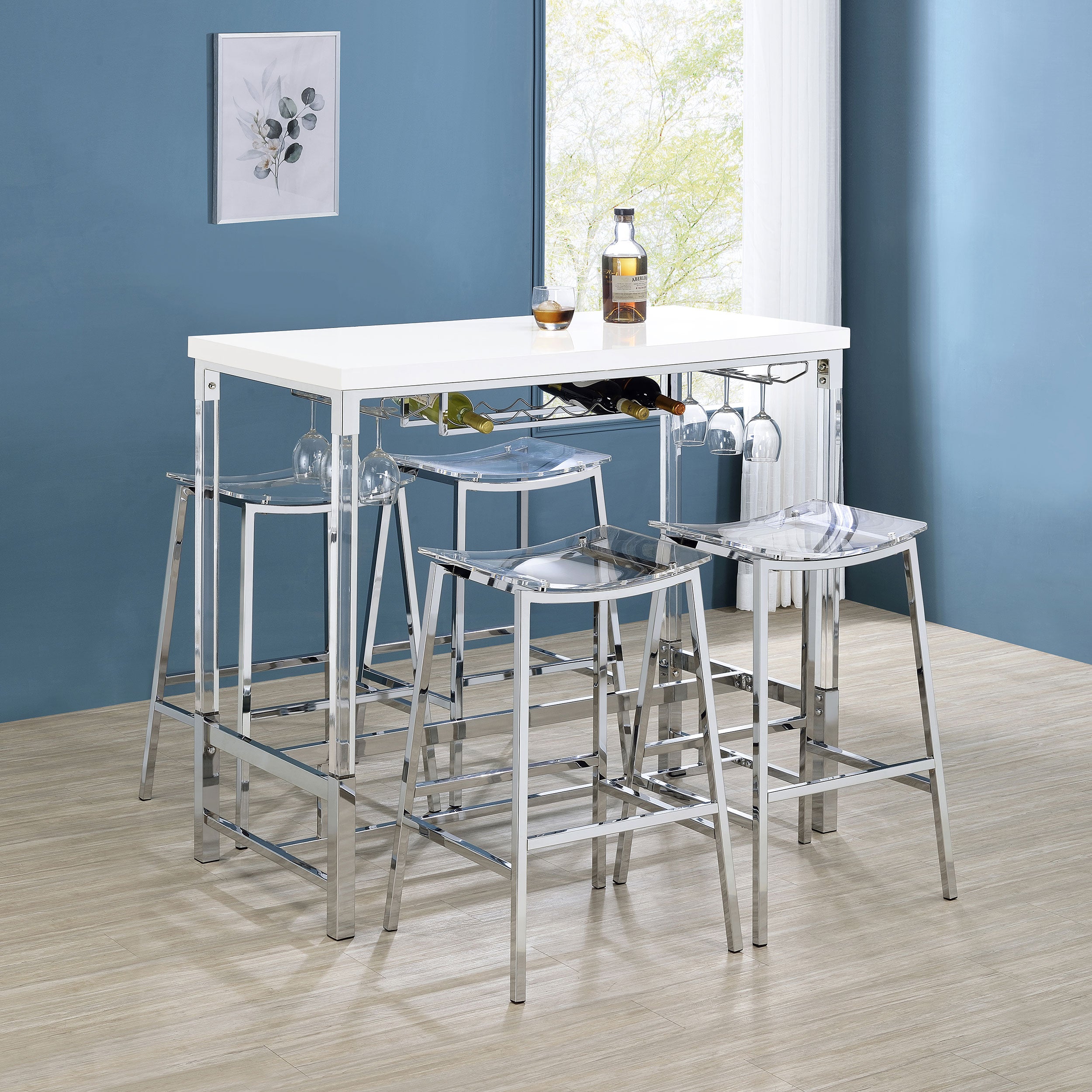 Jovani Acrylic Backless Bar Stool Chrome (Set of 2) — view 10