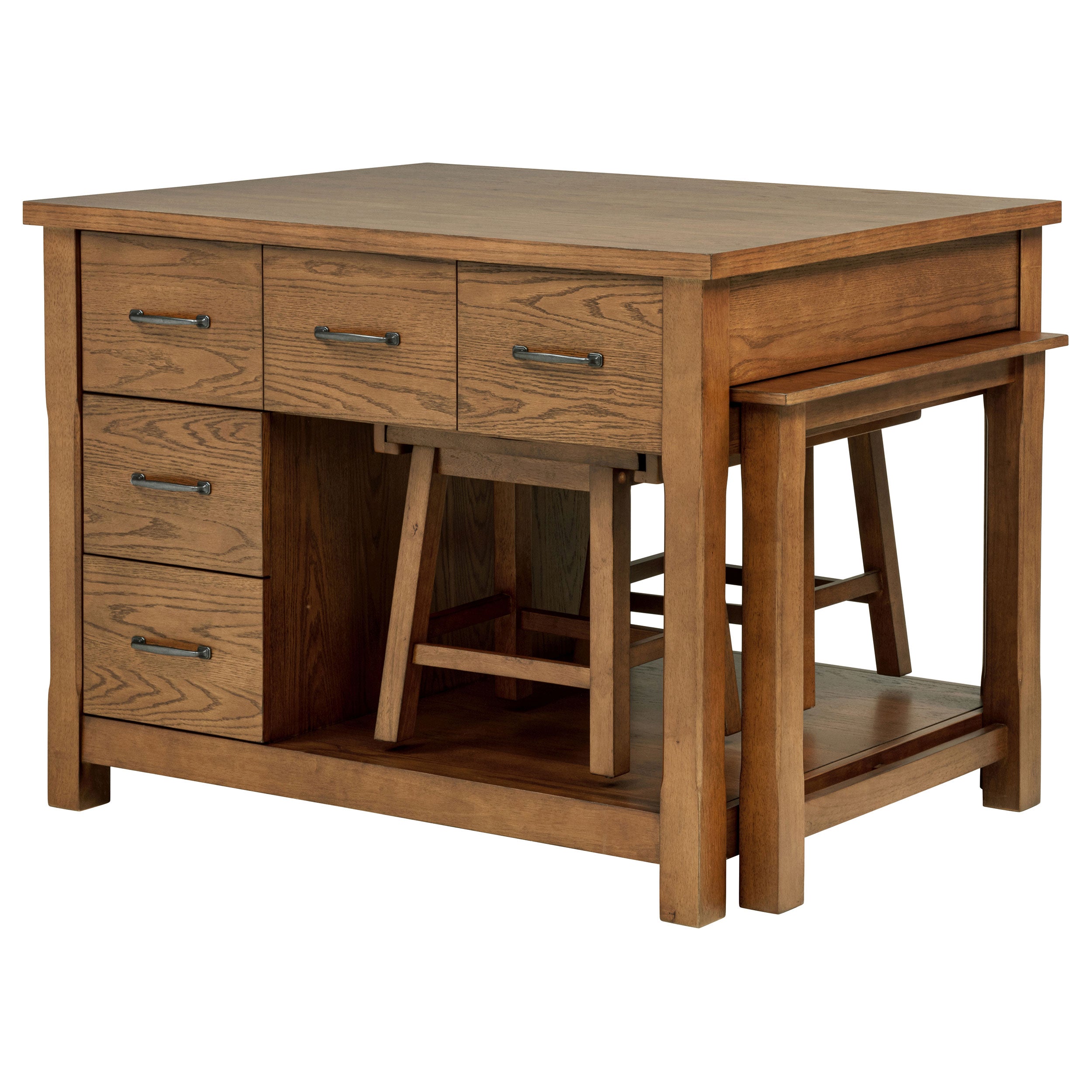Mayfair 3-piece Kitchen Island with Extension Table Dark Oak — view 4