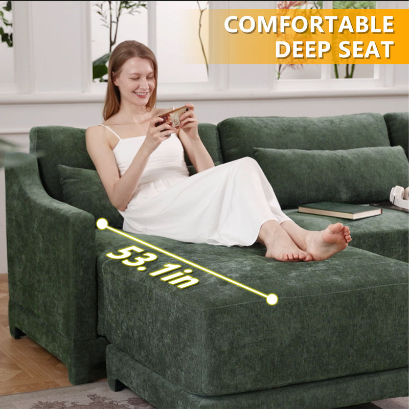 Stylish Sofa With Ottoman And Lumbar Pillows, Ergonomic Design