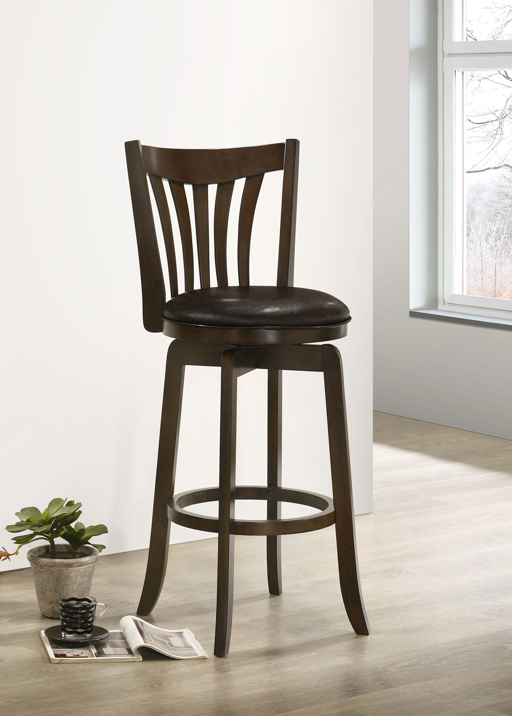 Lambert Wood Pub Height Swivel Bar Chair Dark Cherry — view 2