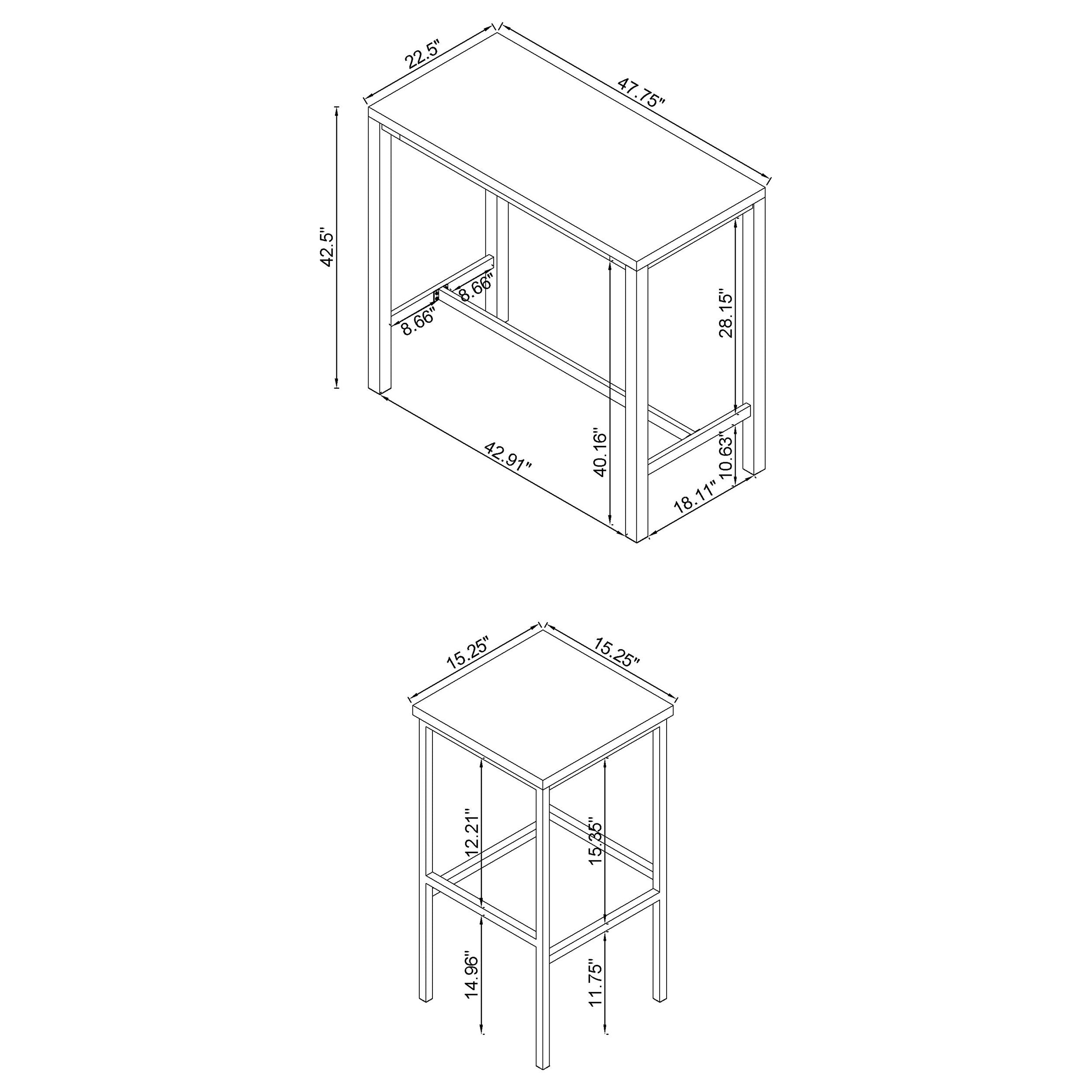 Natividad 5-piece Pub Height Bar Table Set White High Gloss — view 11