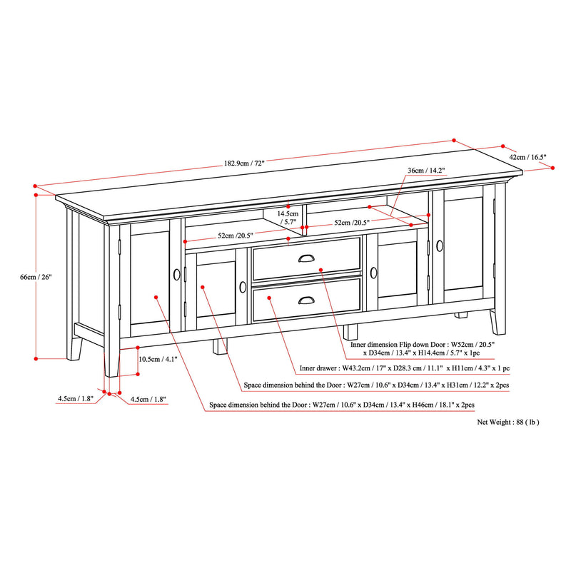 Redmond - TV Media Stand - Hickory Brown