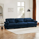 Modern Velvet Sofa With Bolstered Armrests And Pillows