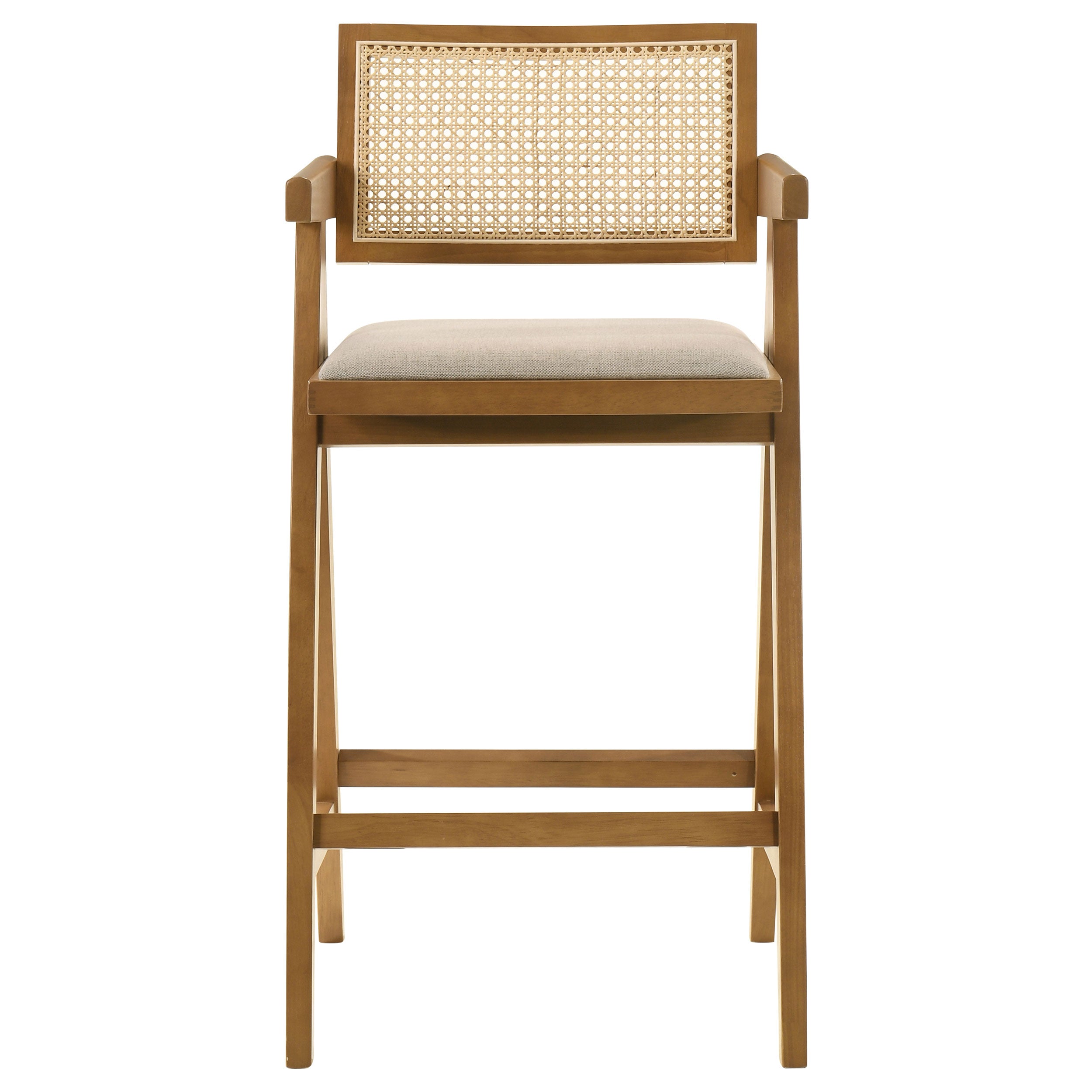 Kane Woven Rattan Wood Bar Chair Light Walnut (Set of 2) — view 4