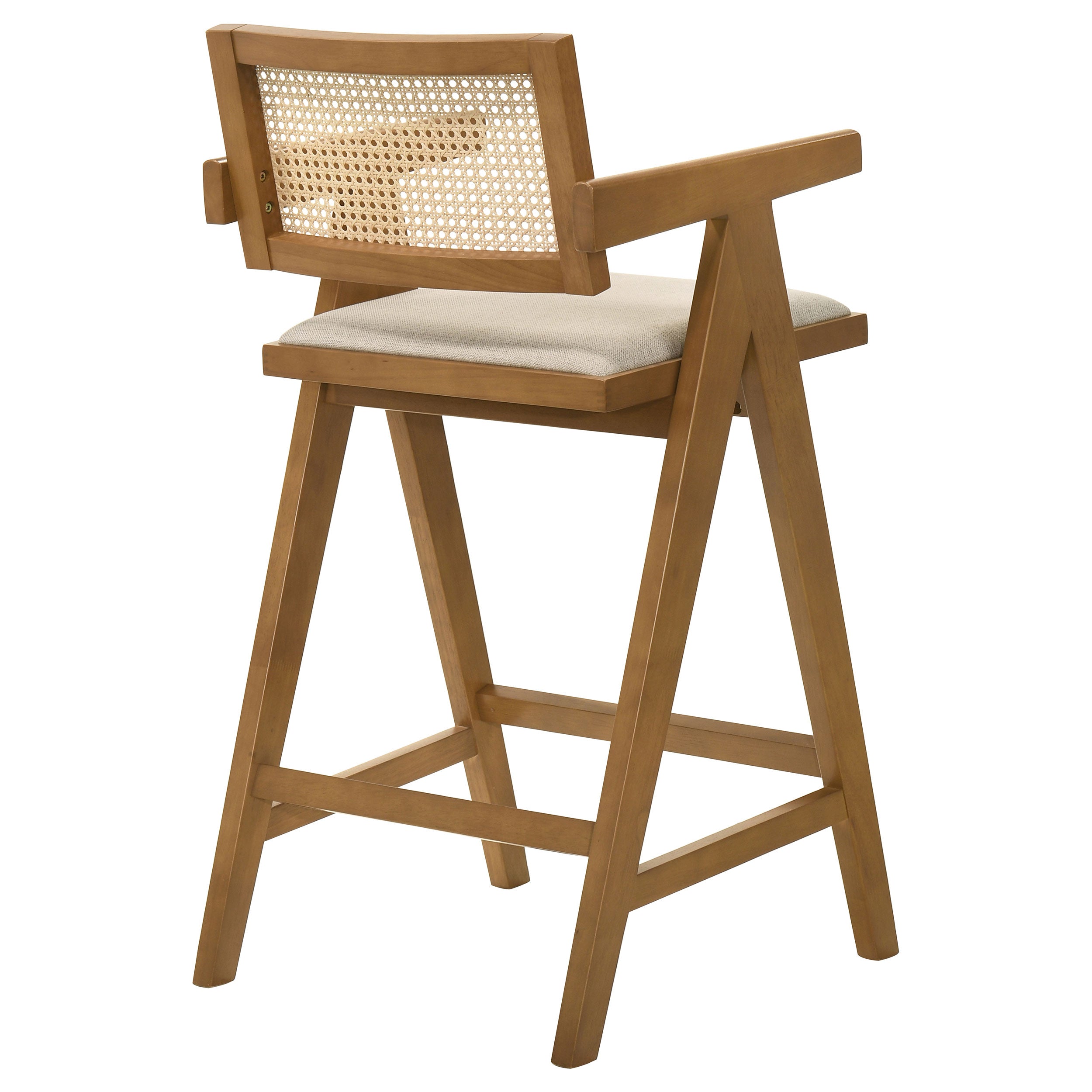 Kane Woven Rattan Wood Bar Chair Light Walnut (Set of 2) — view 8