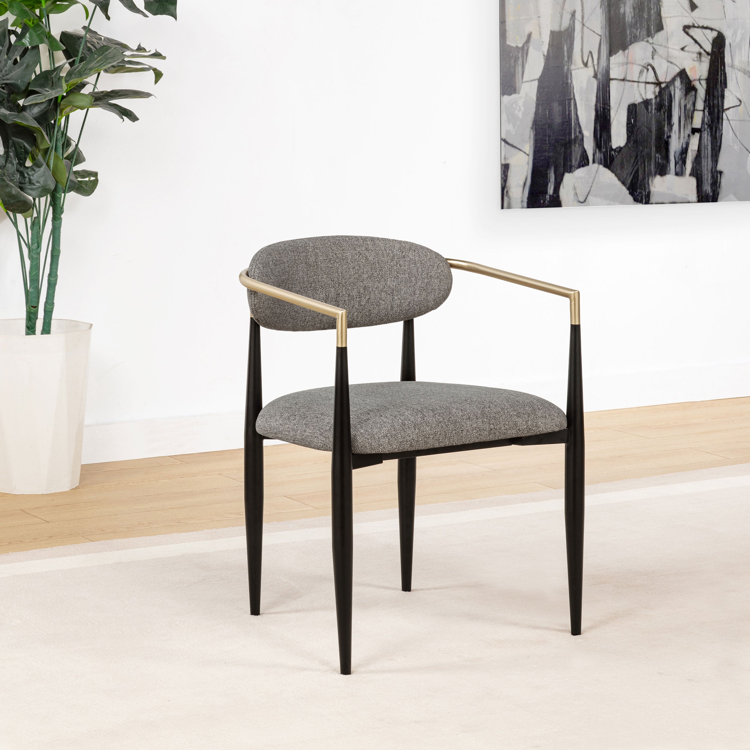 Bradbury Fabric Upholstered Dining Arm Chair Grey (Set of 2) — view 2