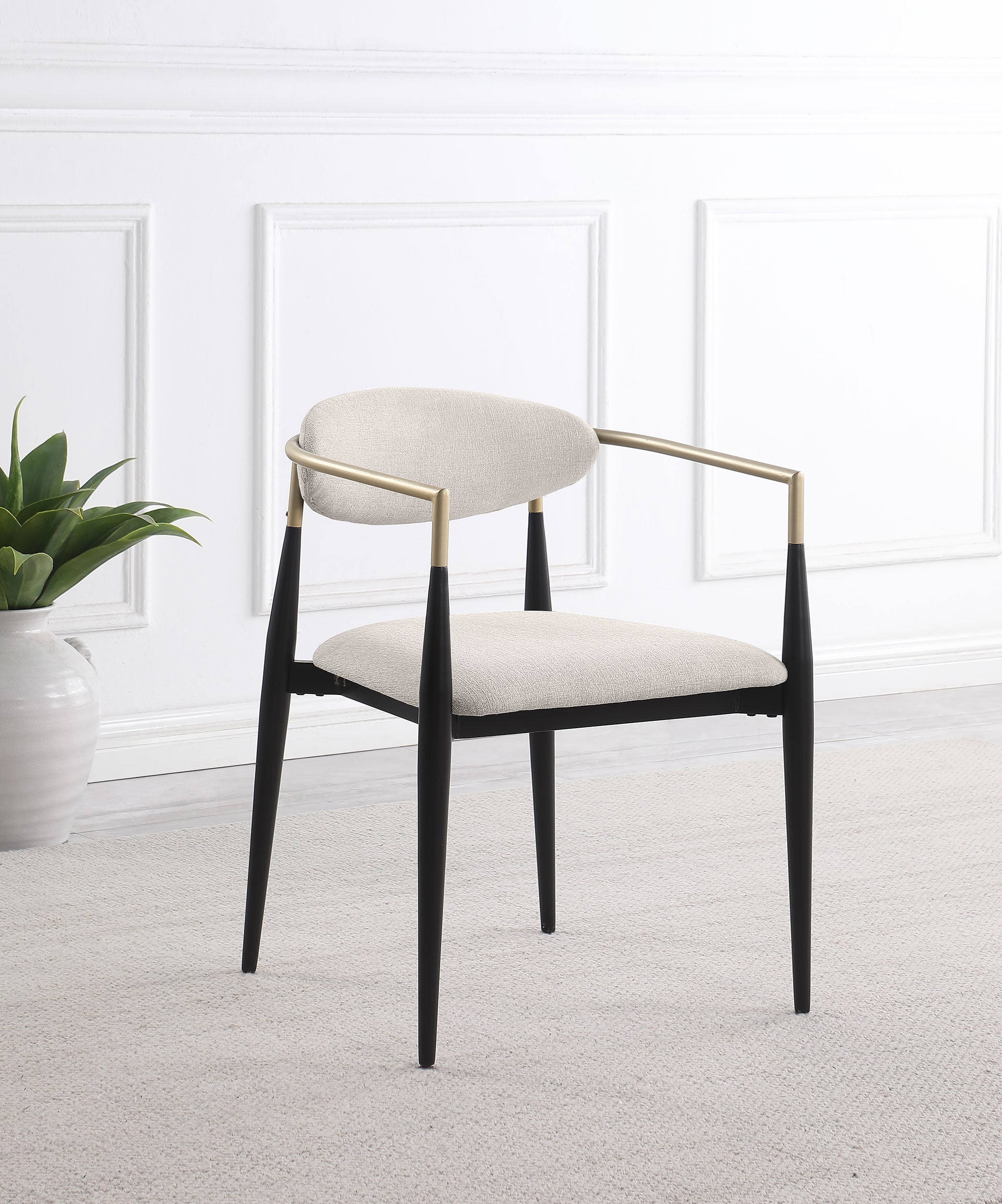 Bradbury Fabric Upholstered Dining Arm Chair Beige (Set of 2) — view 2