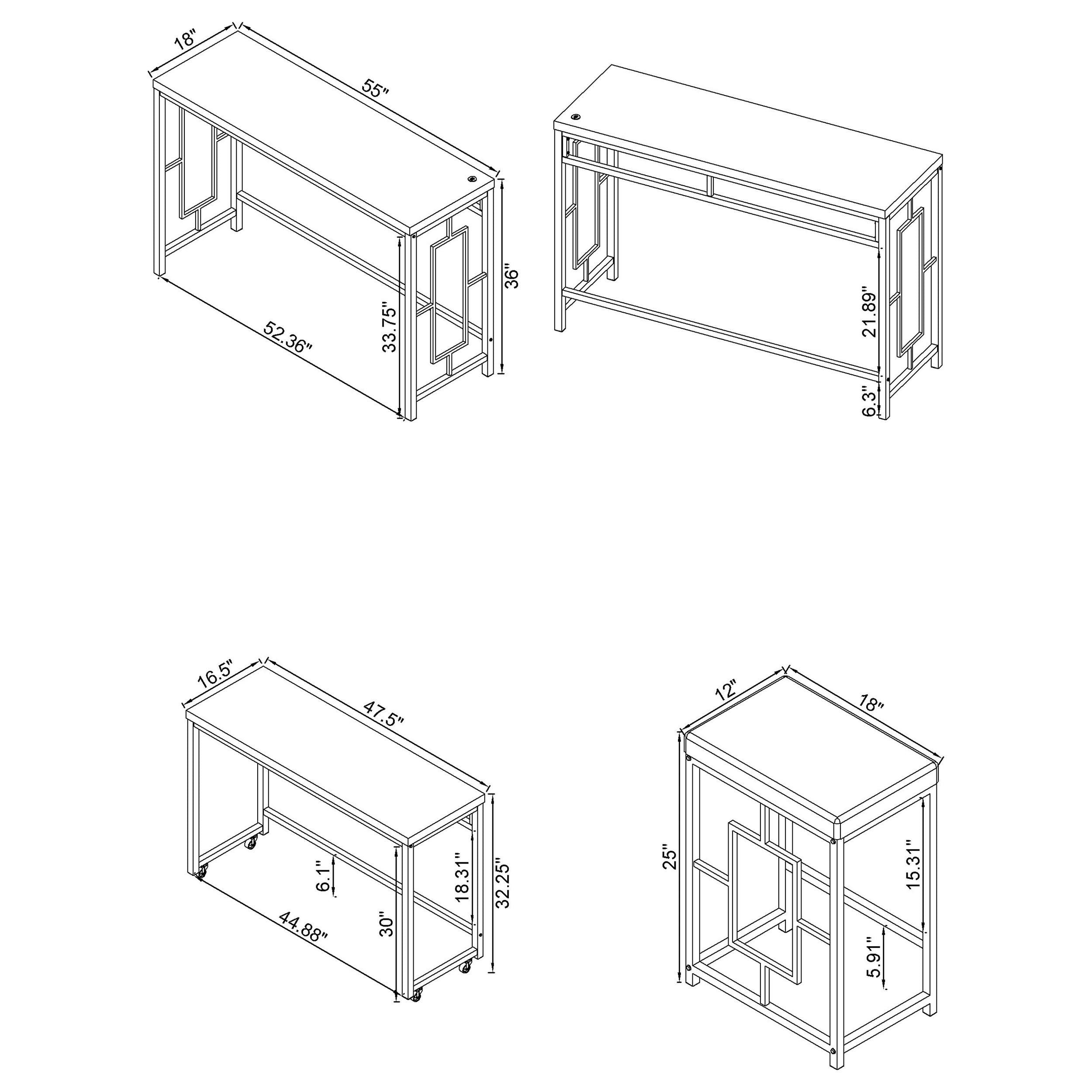 Jackson 4-piece Multipurpose Counter Height Table Set White — view 16