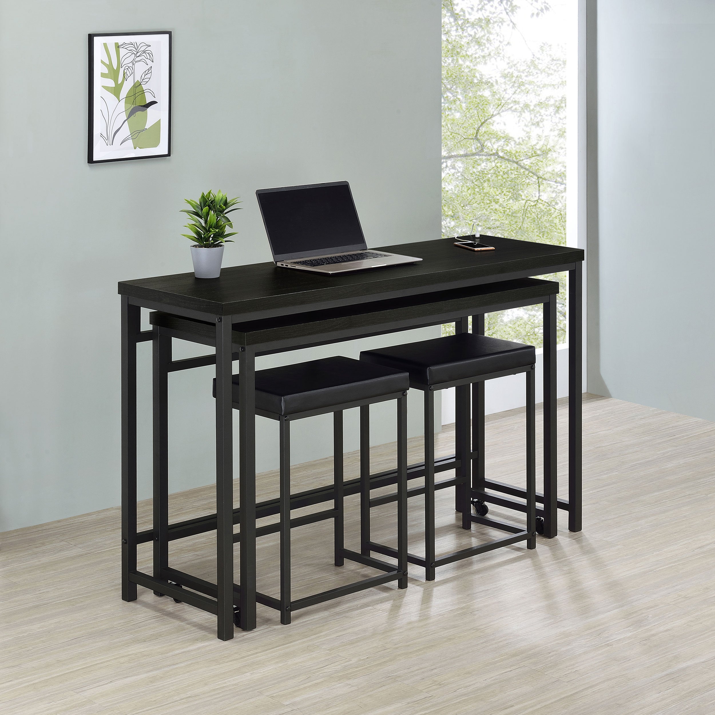 Hawes 4-piece Multipurpose Counter Height Table Set Black — view 2