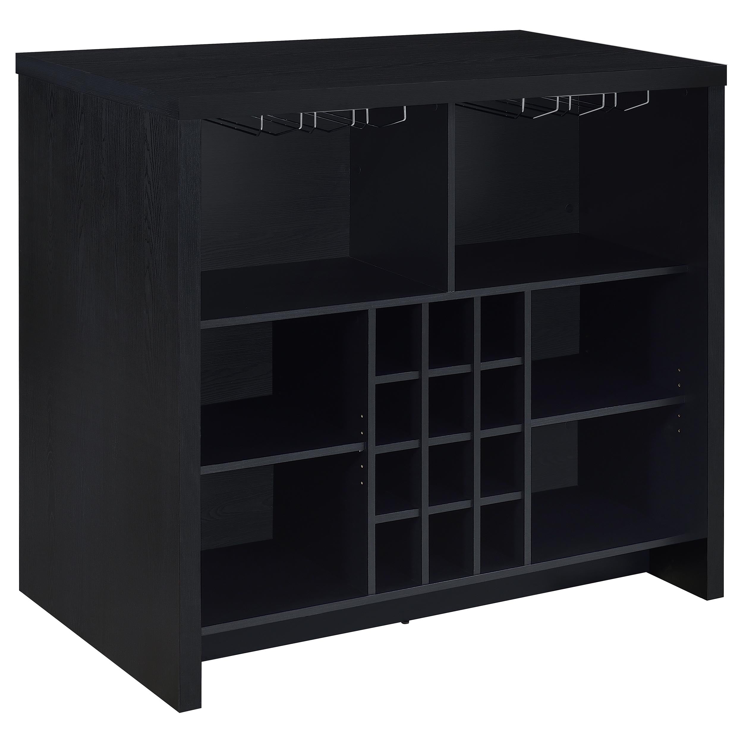 Topanga Engineered Wood Freestanding Home Bar Black — view 1