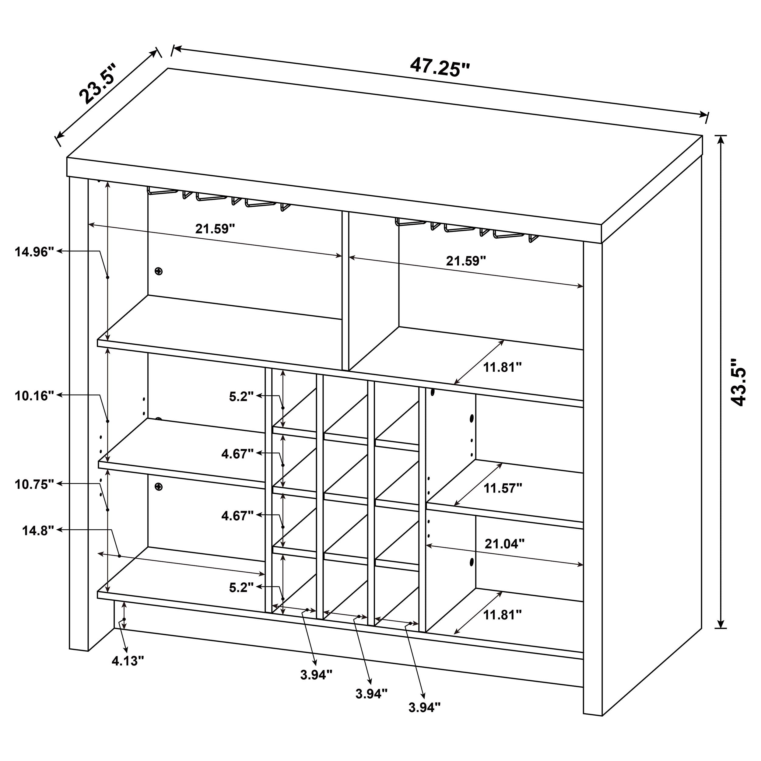 Topanga Engineered Wood Freestanding Home Bar Mango — view 11